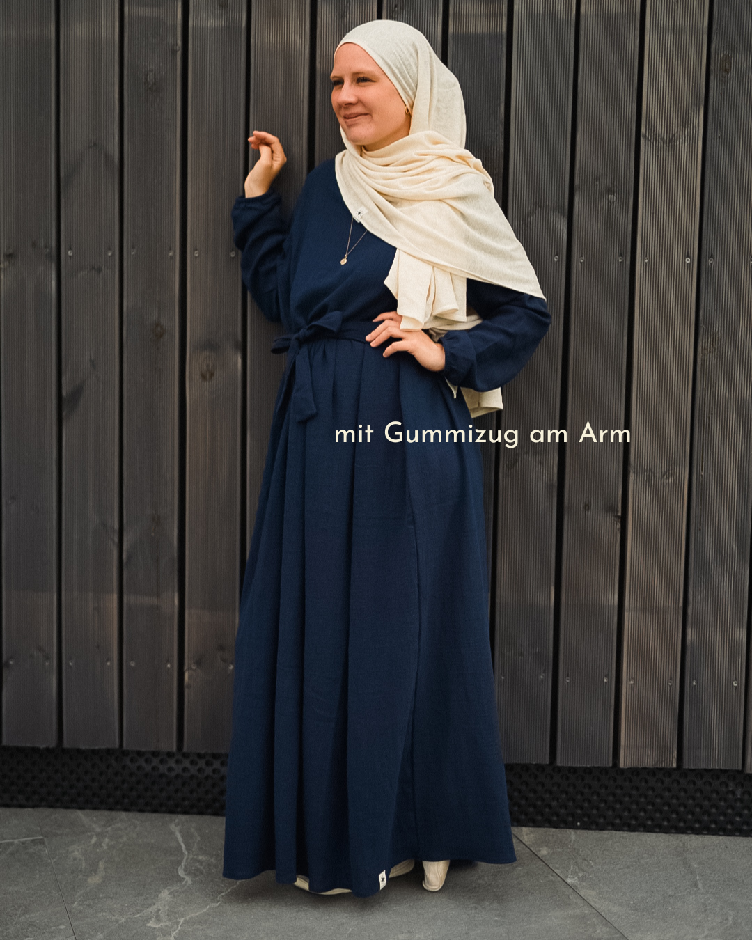 Cotton Abaya "Maya" en coton (Navy)