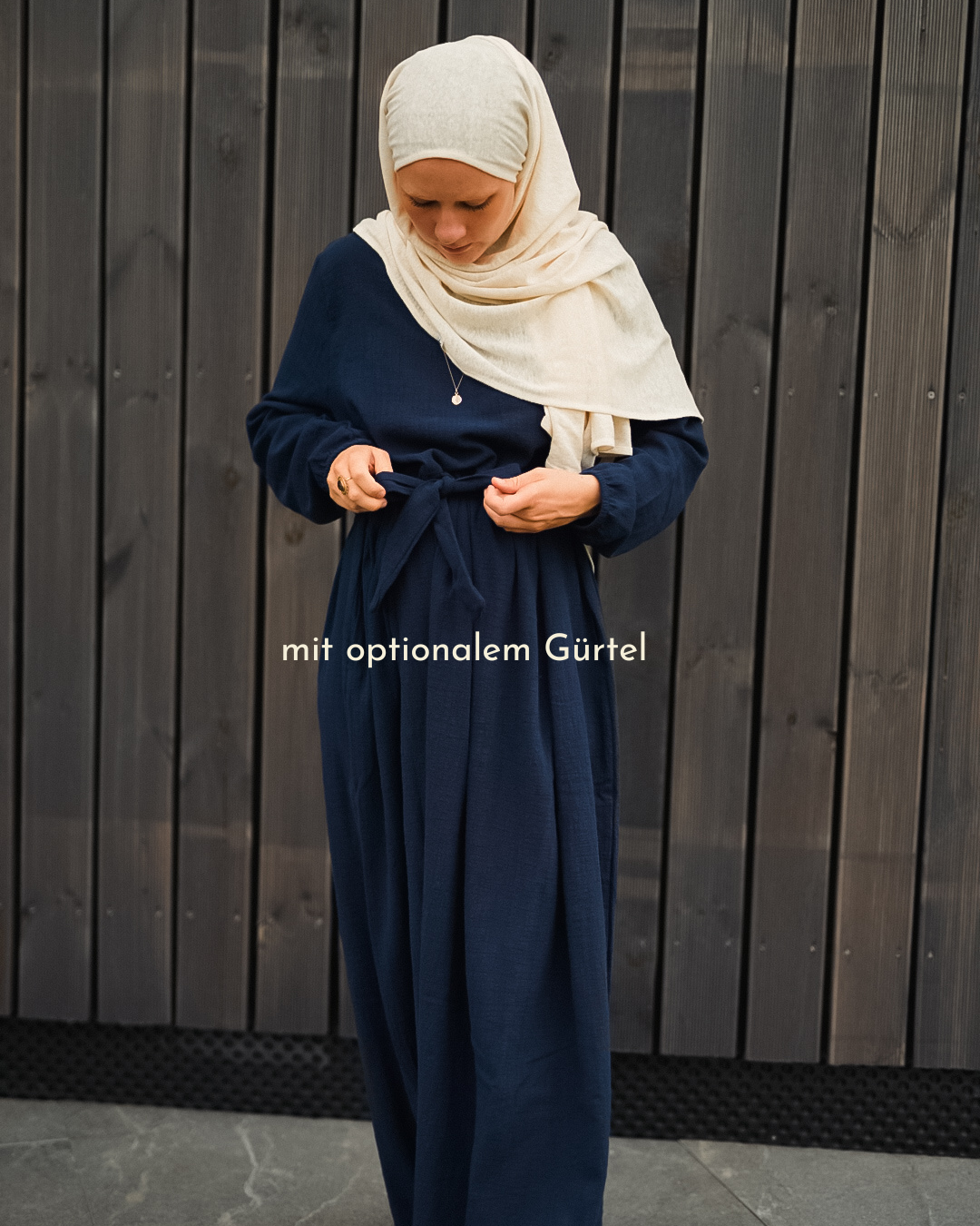 Cotton Abaya "Maya" en coton (Navy)