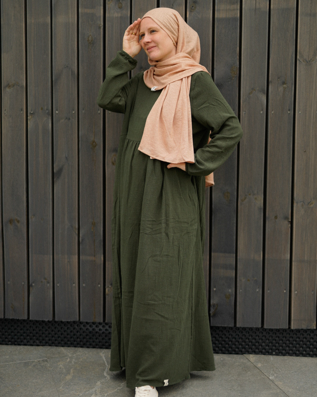 Cotton Abaya "Maya" en coton (Dark Green)