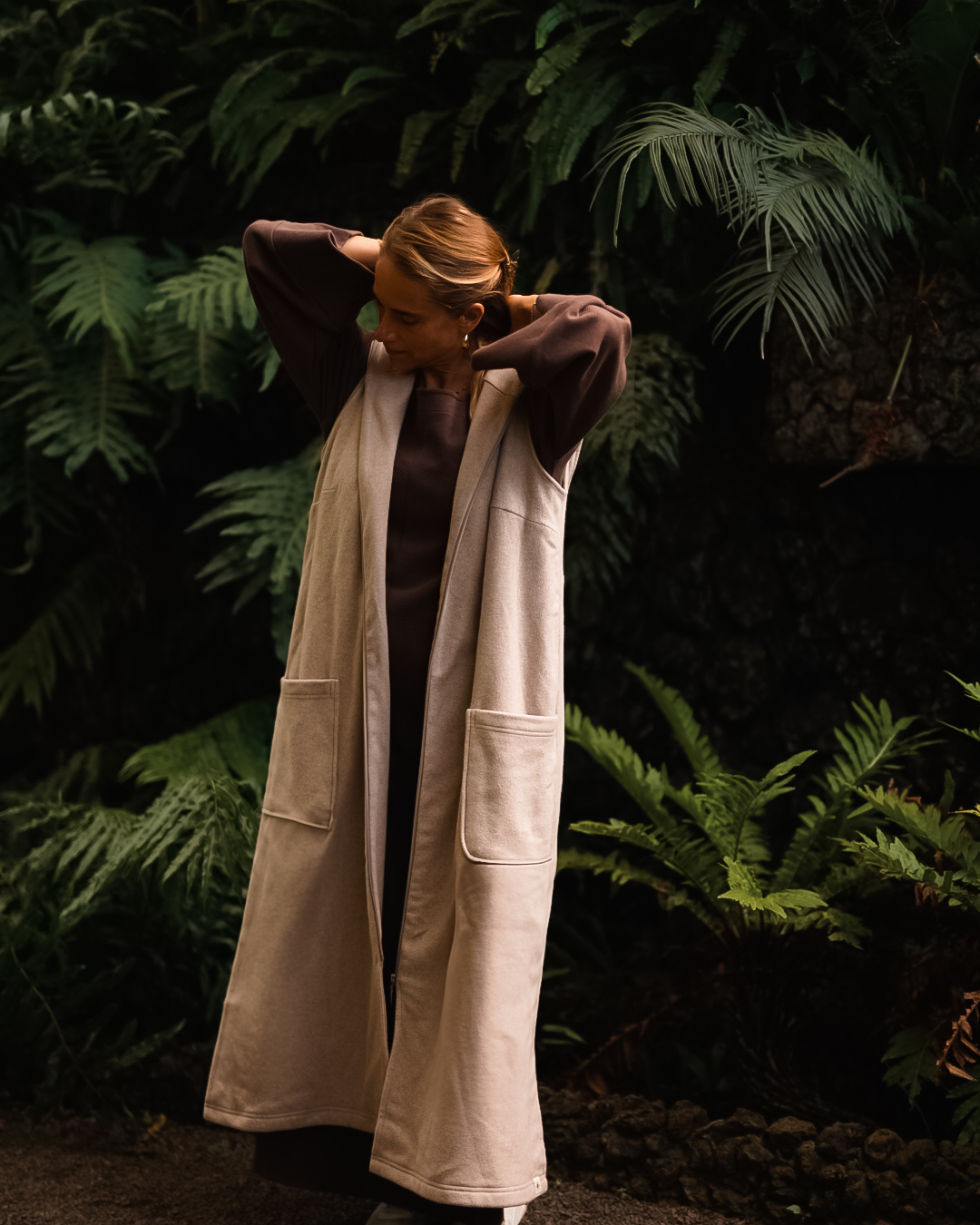 Gilet long en polaire "Coseline" en coton bio