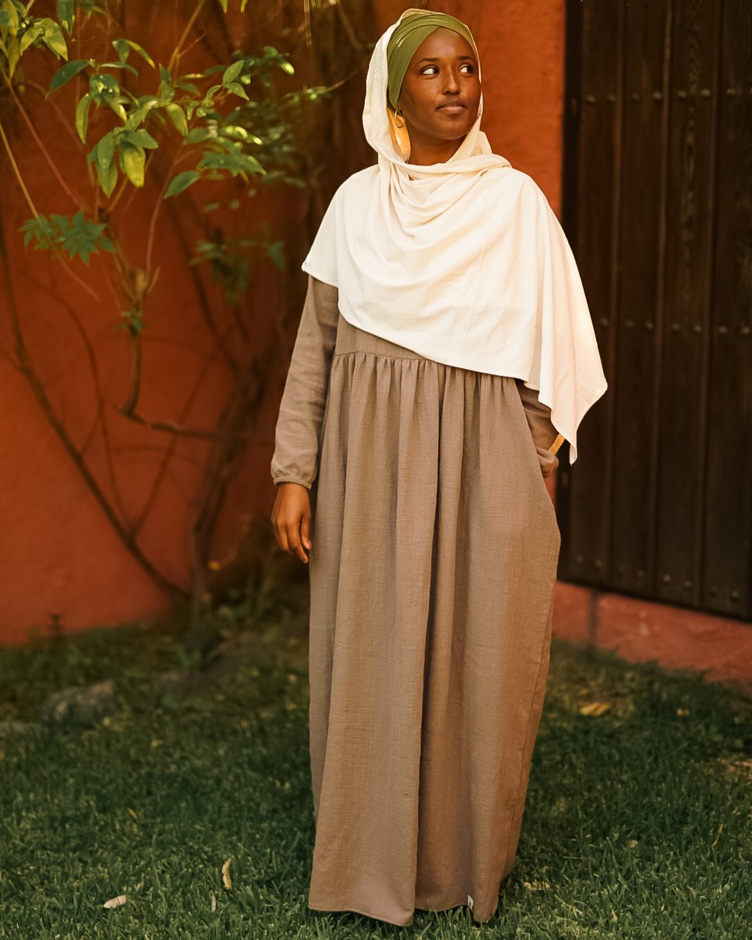 Cotton Abaya "Maya" en coton (Brown)