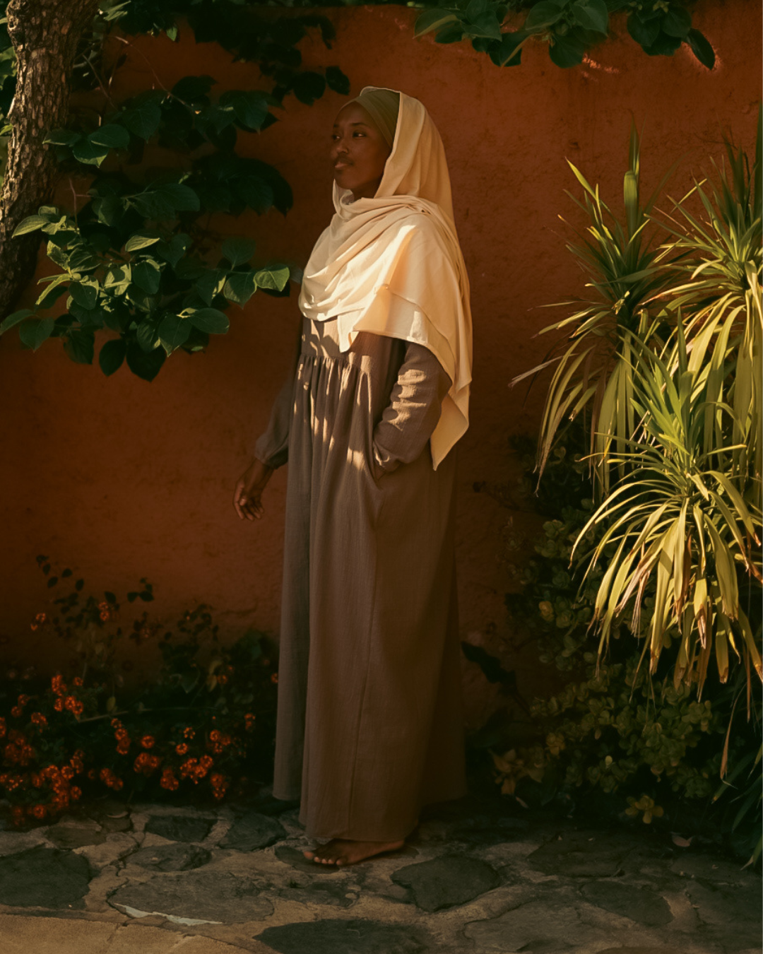 Cotton Abaya "Maya" en coton (Brown)