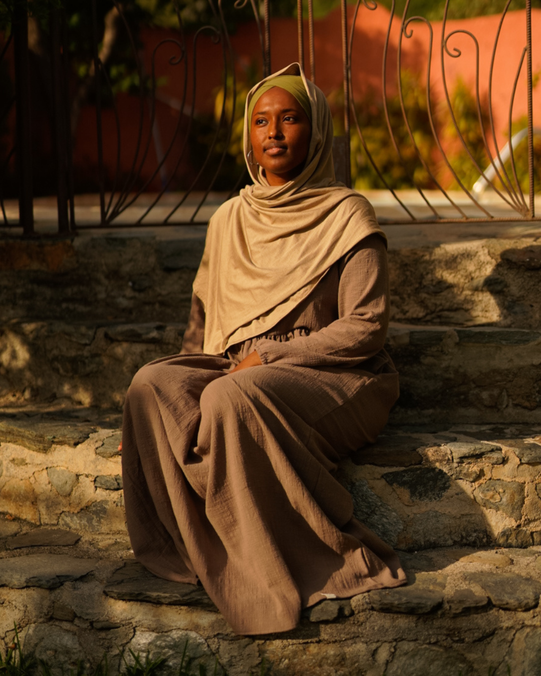 Cotton Abaya "Maya" en coton (Brown)
