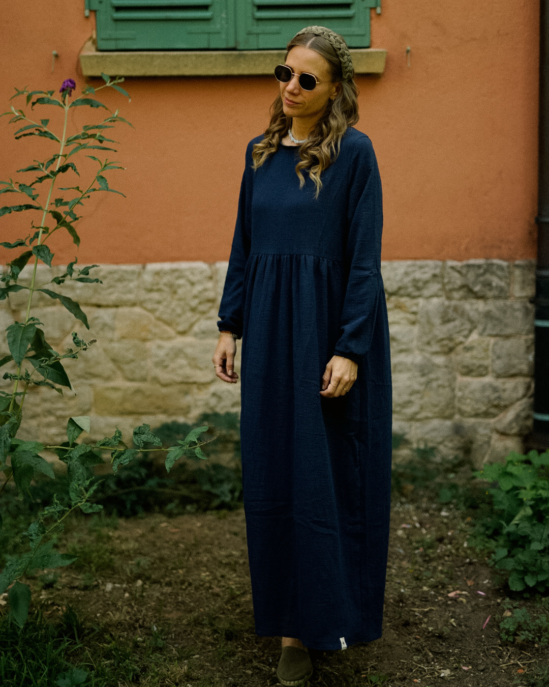 Cotton Abaya "Maya" en coton (Navy)