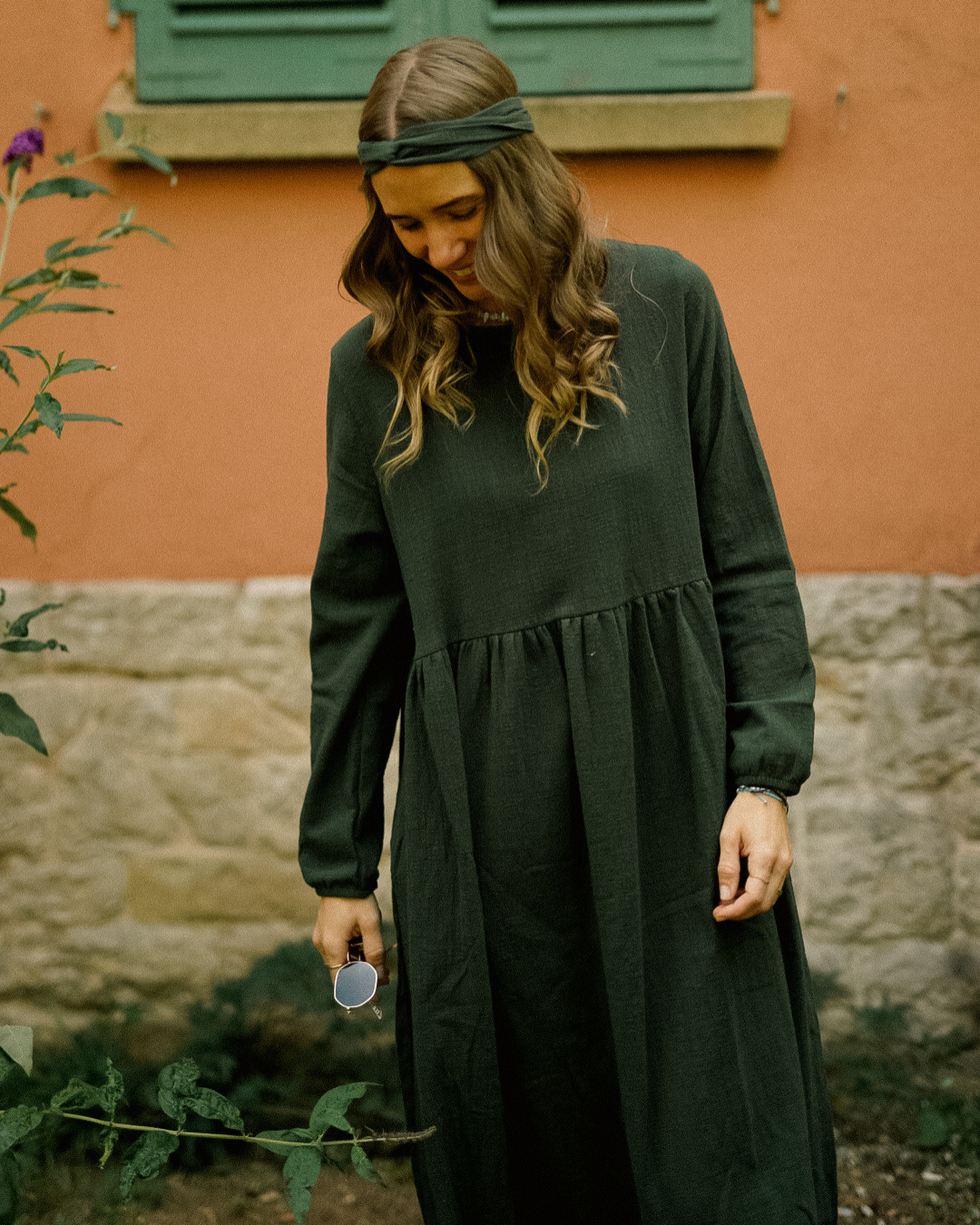 Cotton Abaya "Maya" en coton (Dark Green)