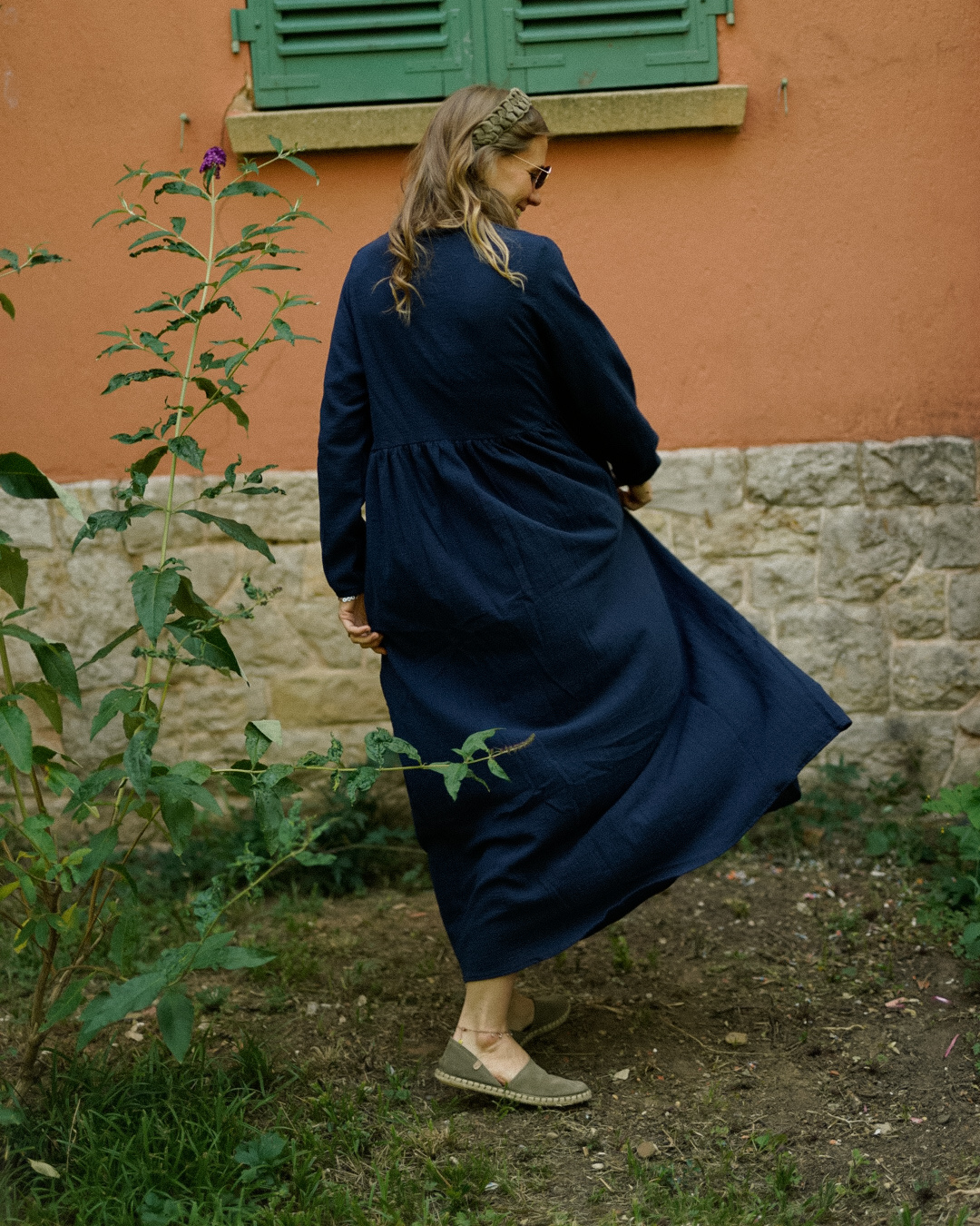 Cotton Abaya "Maya" en coton (Navy)