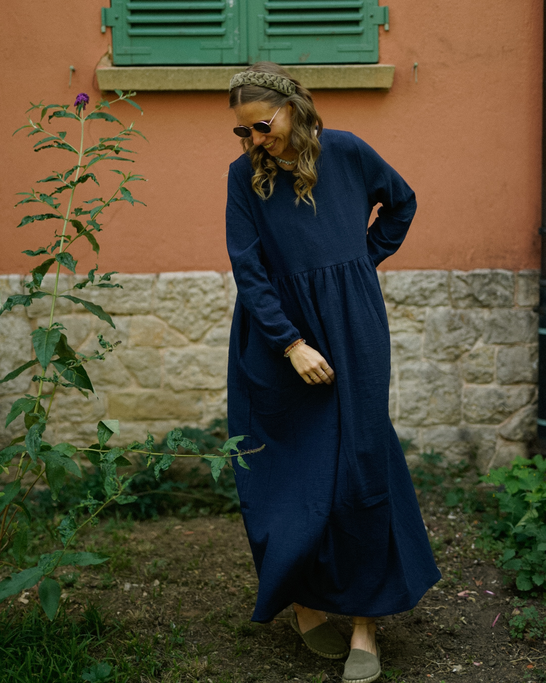 Cotton Abaya "Maya" en coton (Navy)