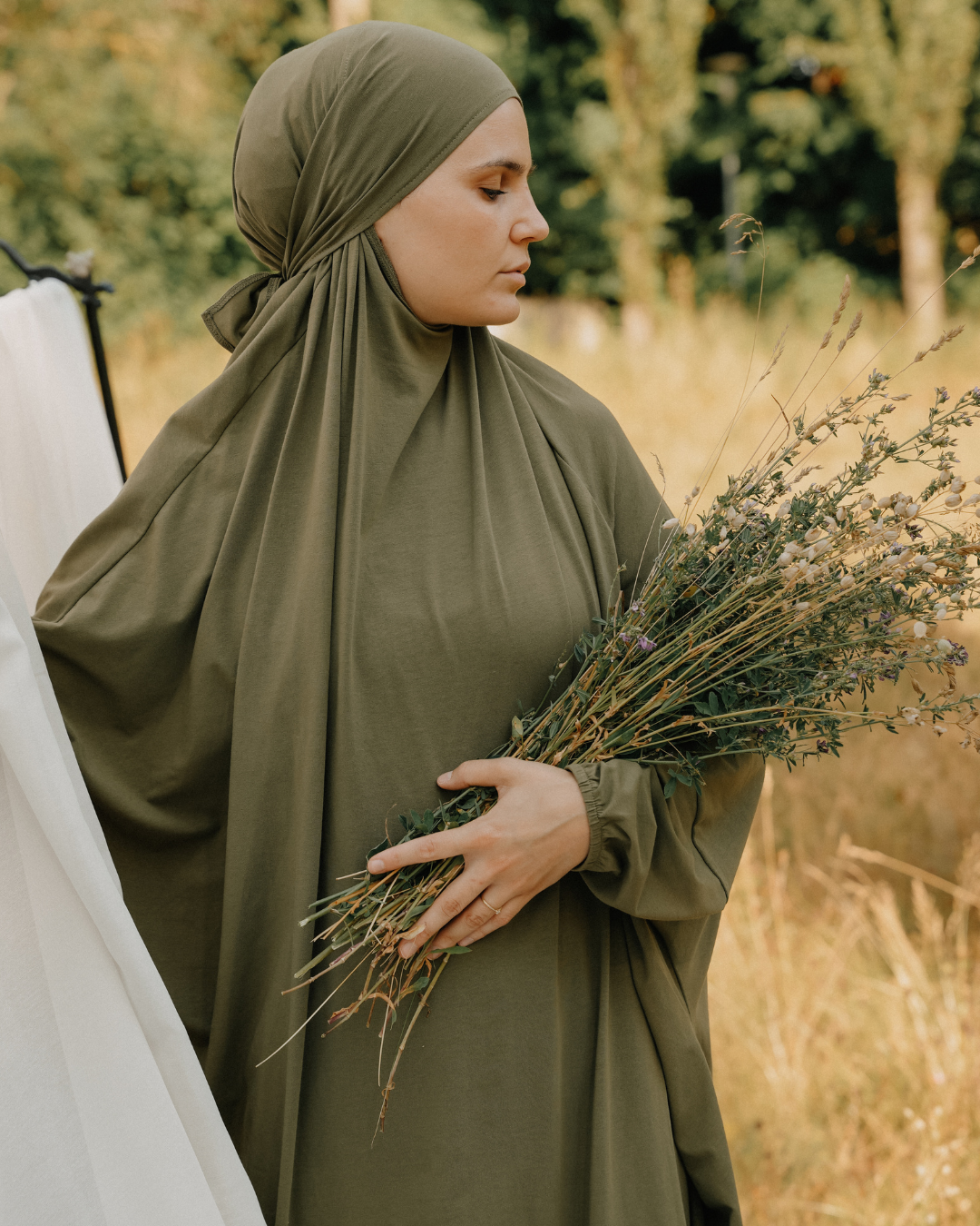 Robe de prière / jilbab en coton bio (Olive)