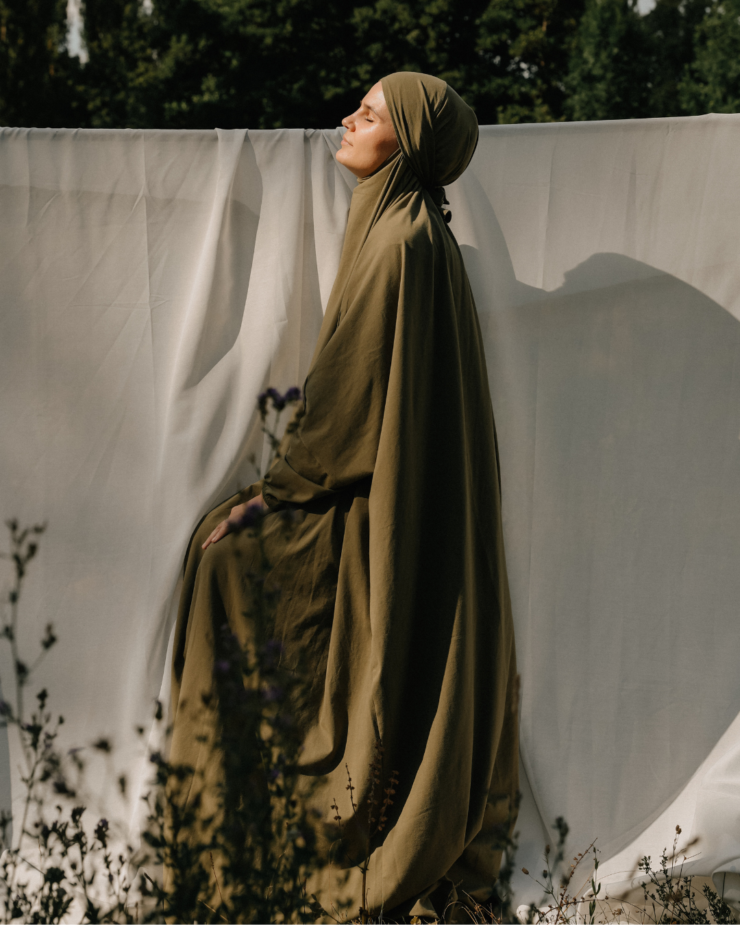 Robe de prière / jilbab en coton bio (Olive)