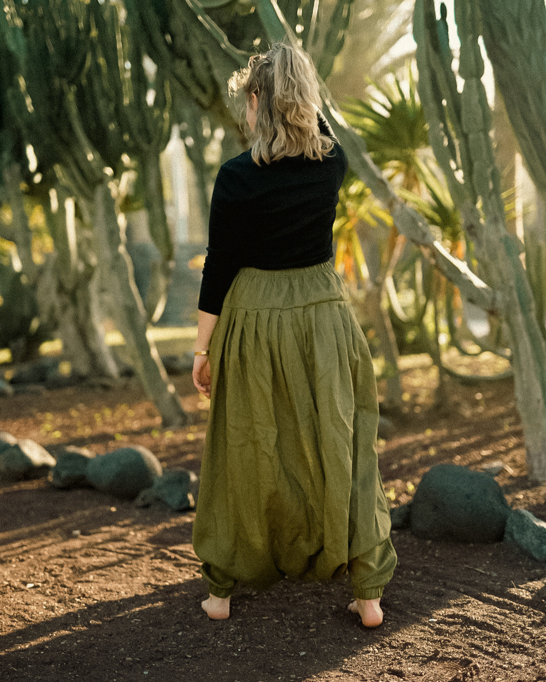 Pantalon bouffant en lin et coton « Tiri » (Cactus)