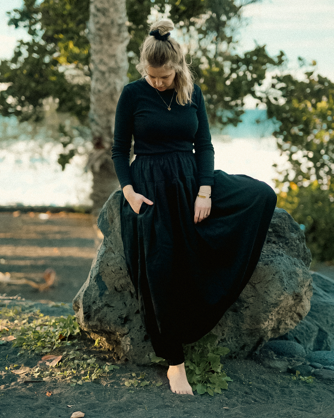 Pantalon bouffant en lin et coton « Tiri » (Volcanic Sand)