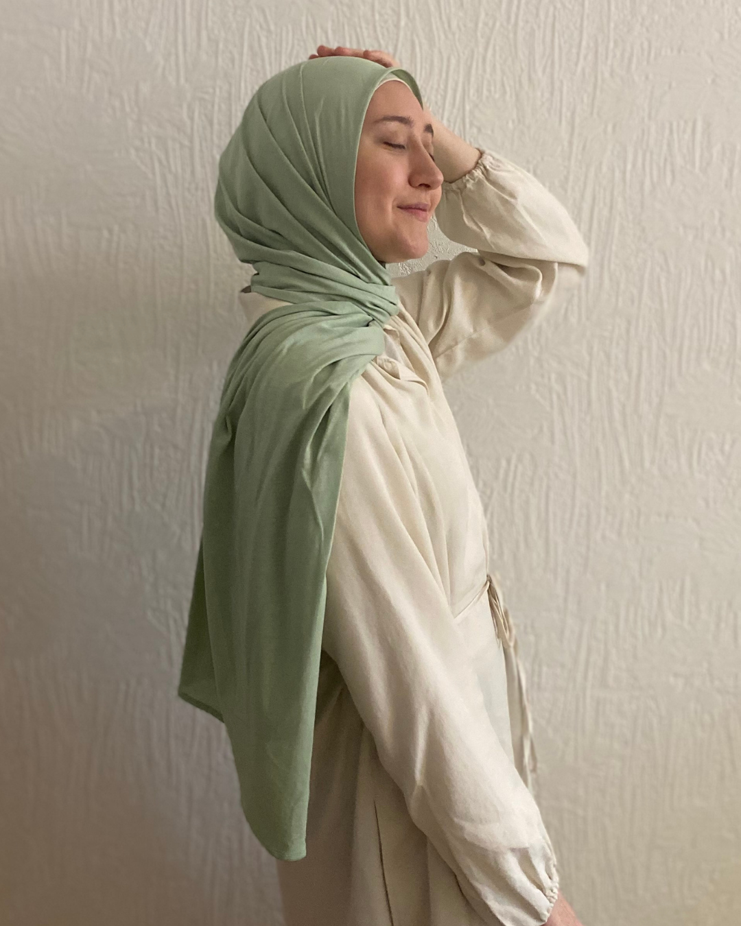 Hijab "Hava" en jersey léger 100% coton bio - Iced Green