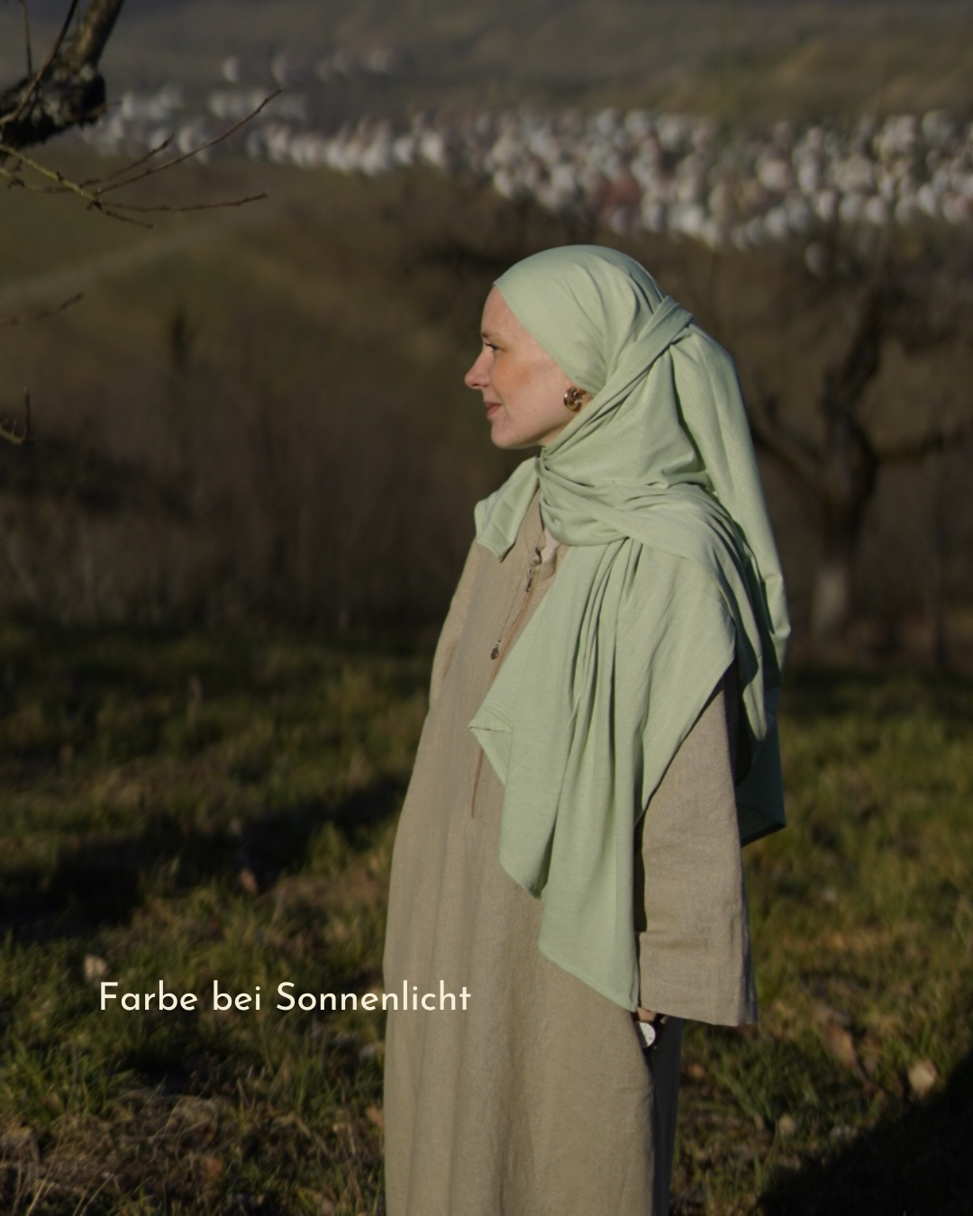 Hijab "Hava" en jersey léger 100% coton bio - Iced Green