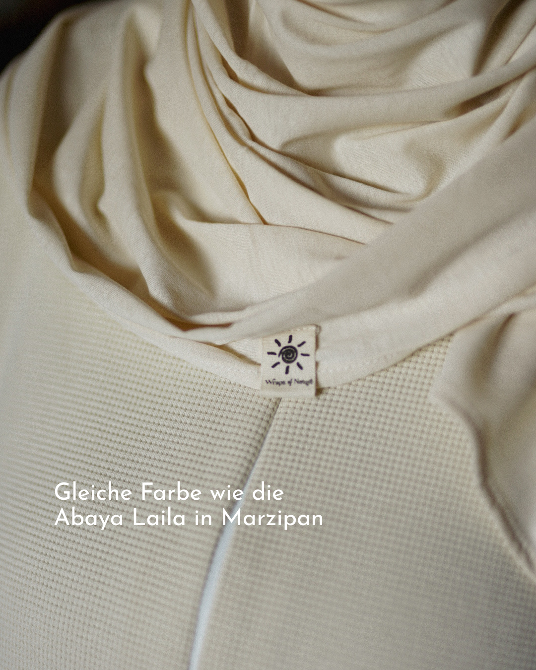 Hijab léger en jersey « Hava » 100 % coton biologique (massepain)