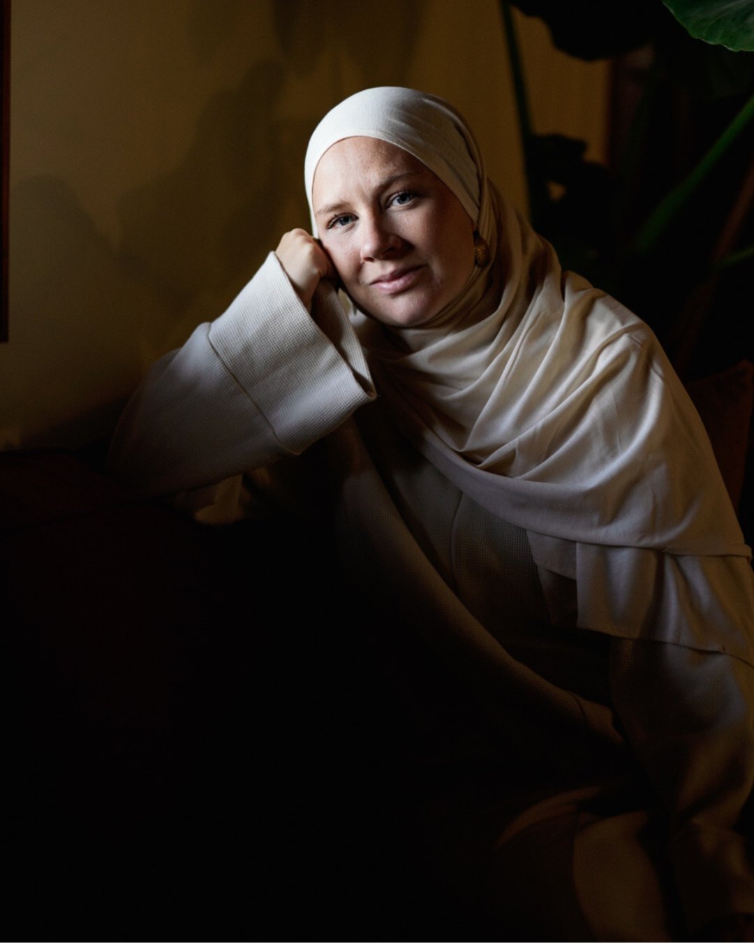 Hijab léger en jersey « Hava » 100 % coton biologique (massepain)