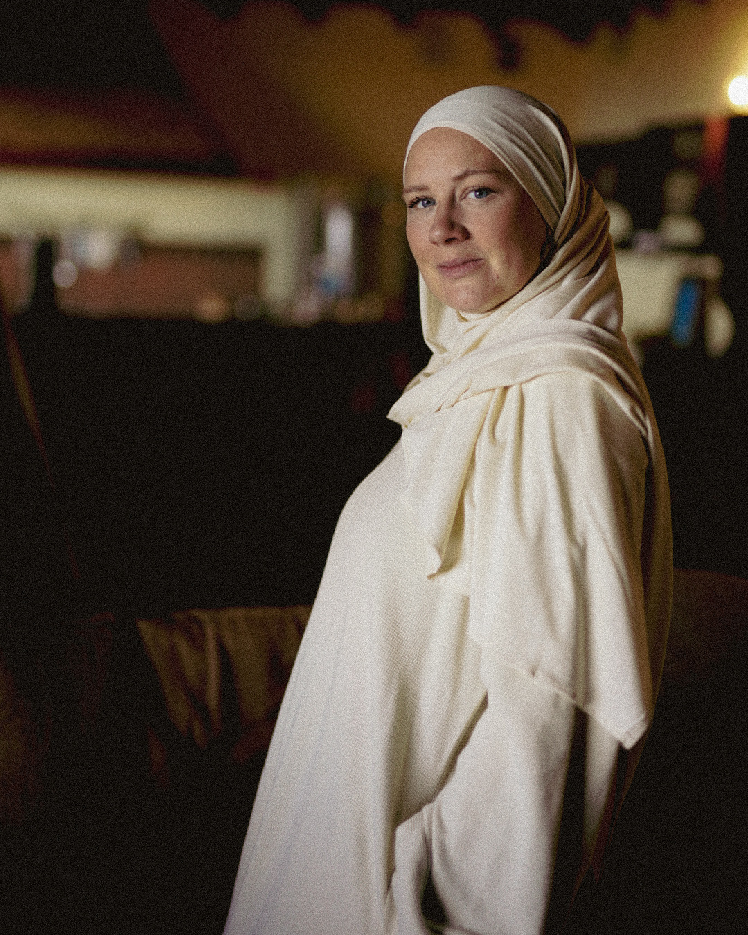 Hijab léger en jersey « Hava » 100 % coton biologique (massepain)