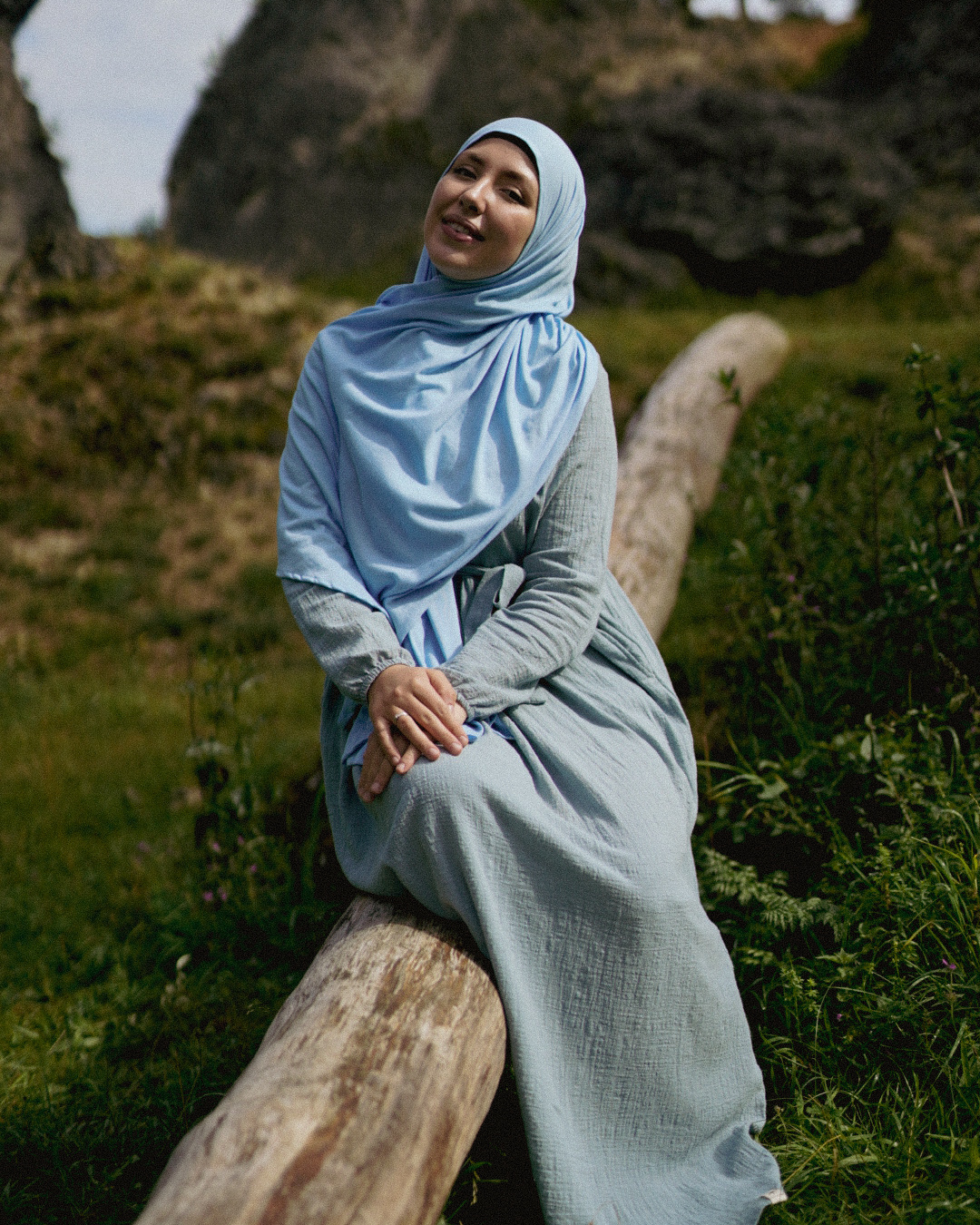 Hijab "Hava" en jersey léger 100% coton bio (Morning Sky)