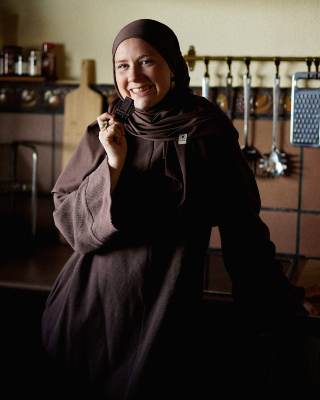 Hijab léger en jersey « Hava » 100 % coton biologique (Mousse au Chocolat)