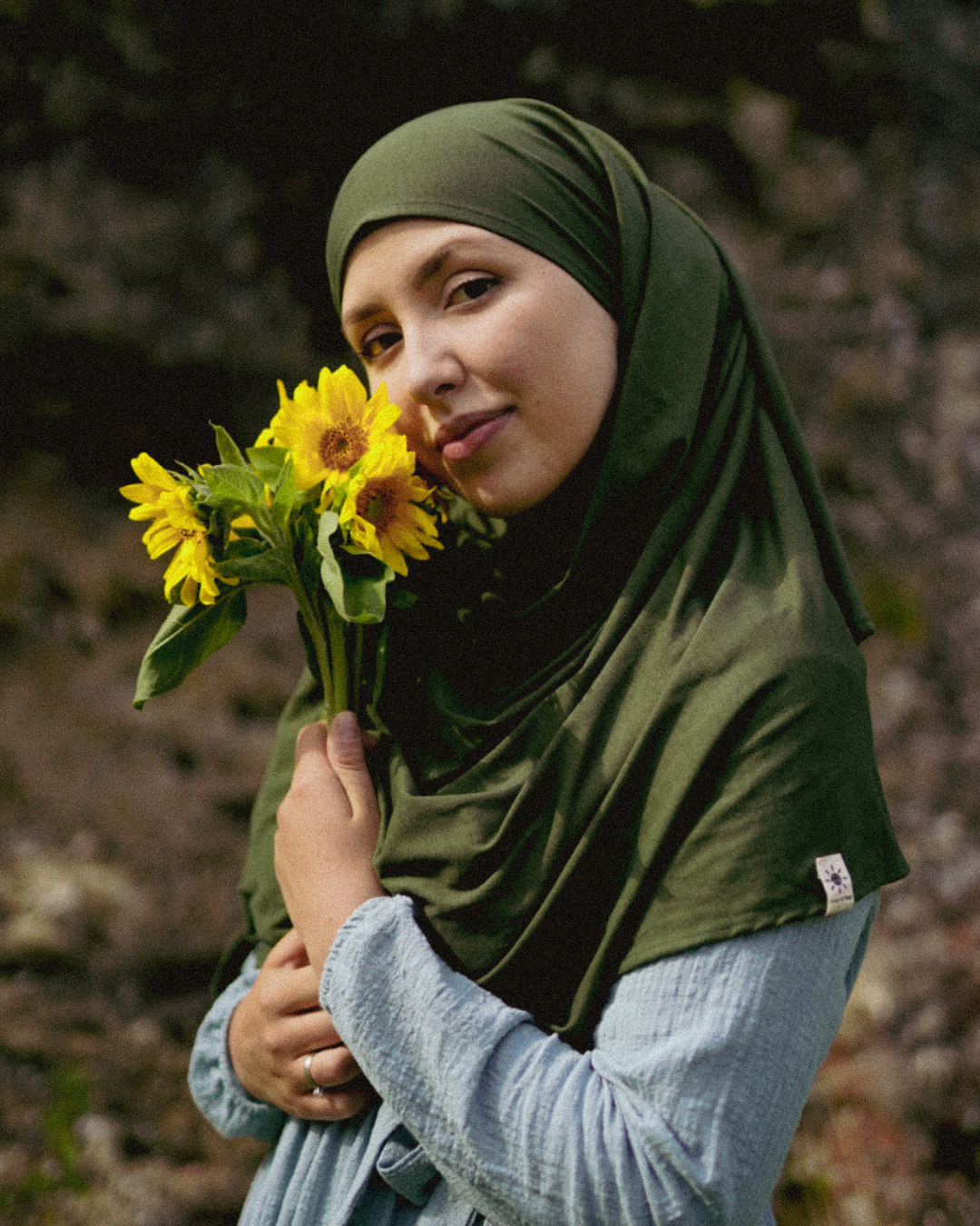 Hijab "Hava" en jersey léger 100% coton bio (Twilight Green)