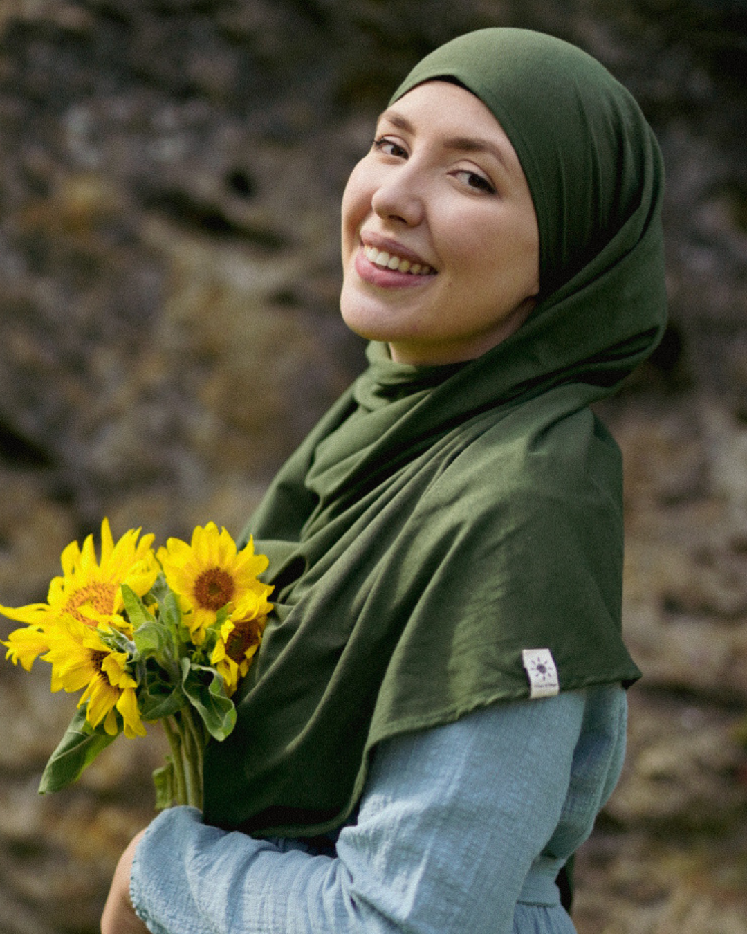 Hijab "Hava" en jersey léger 100% coton bio (Twilight Green)