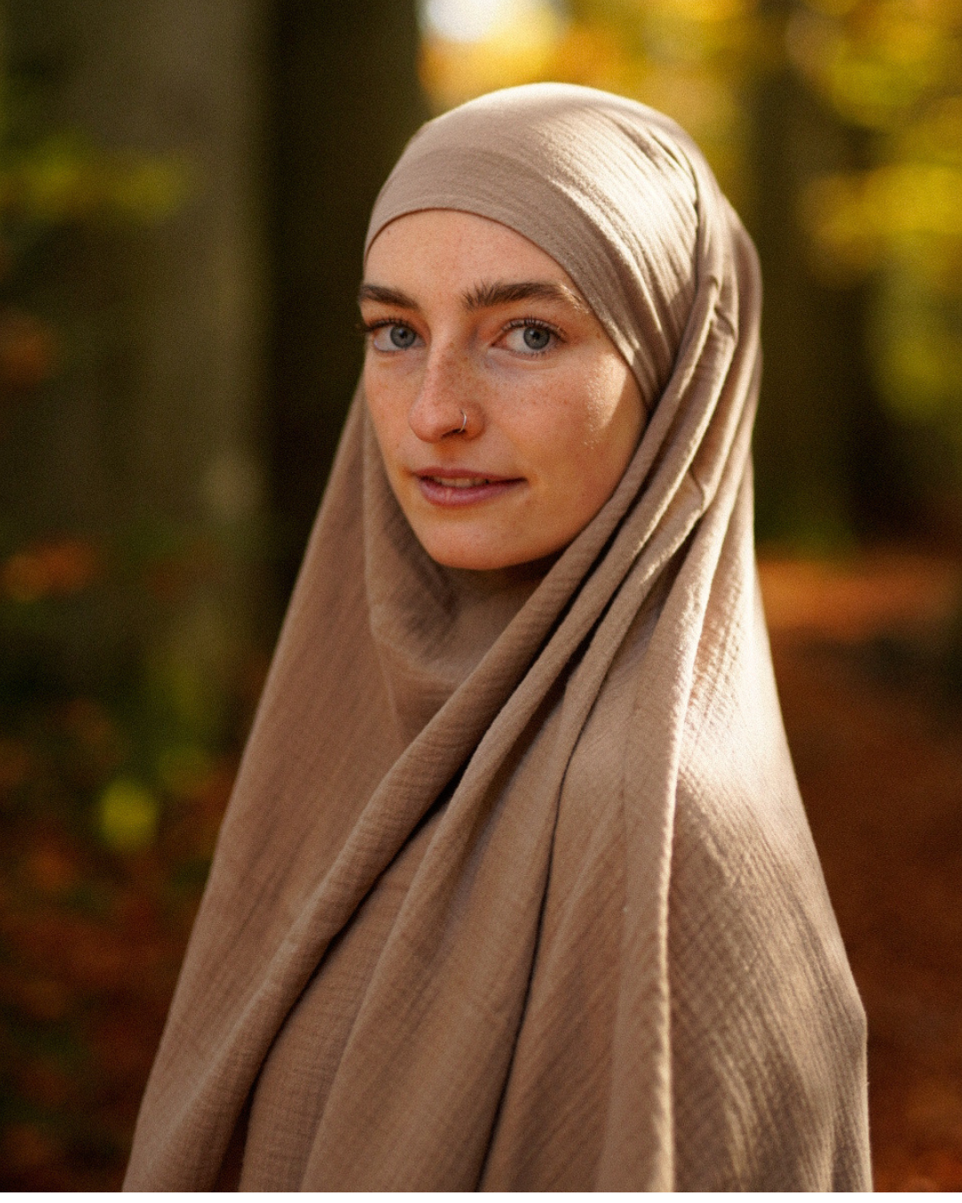 Mousseline Khimar en coton bio Taupe