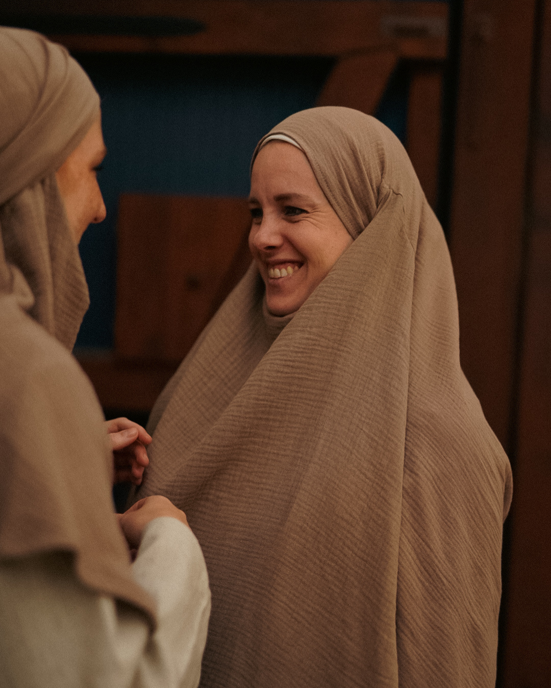 Mousseline Khimar en coton bio Taupe