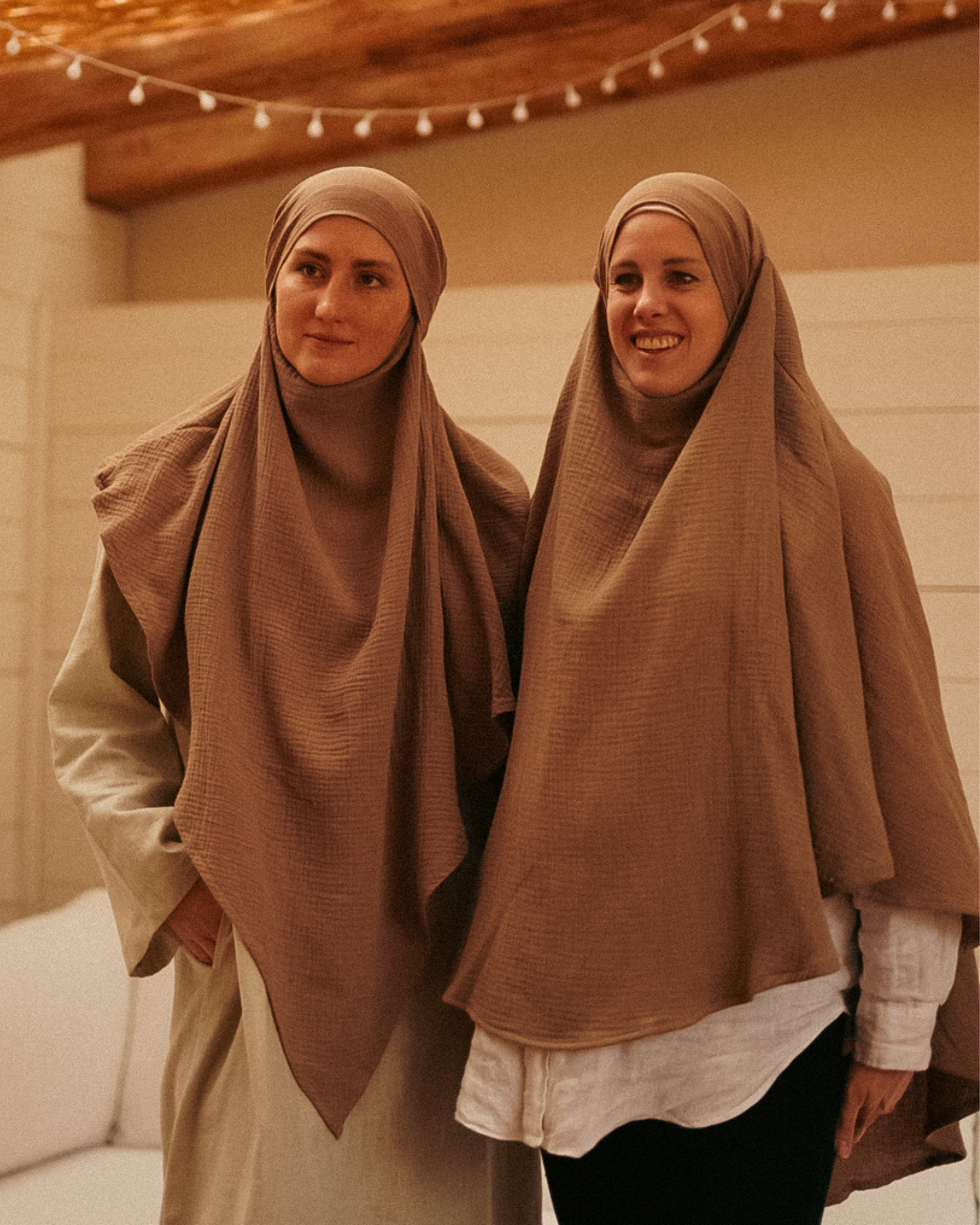 Mousseline Khimar en coton bio Taupe