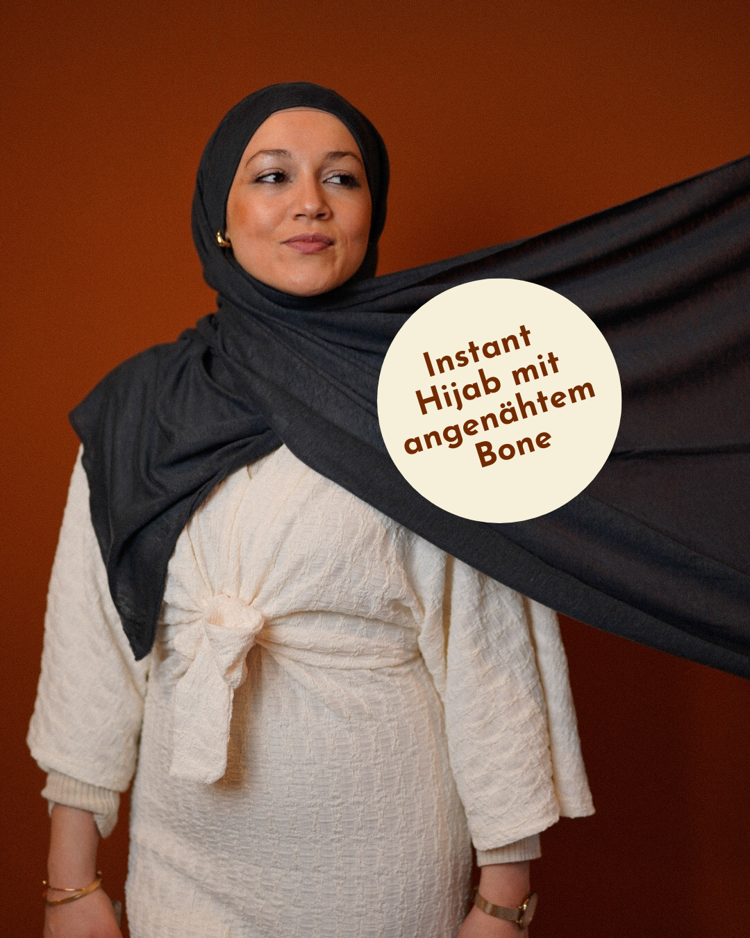 Hijab instantané "Leena" - 100% lin - Stone