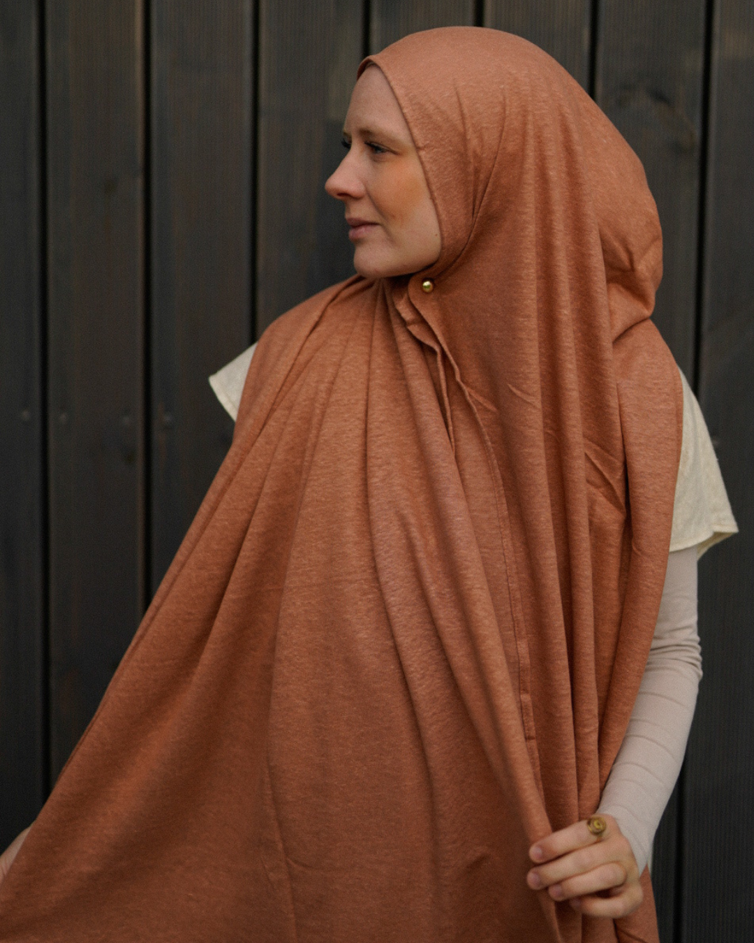 Hijab en jersey "Leena" - 100% lin - Lava Mocha