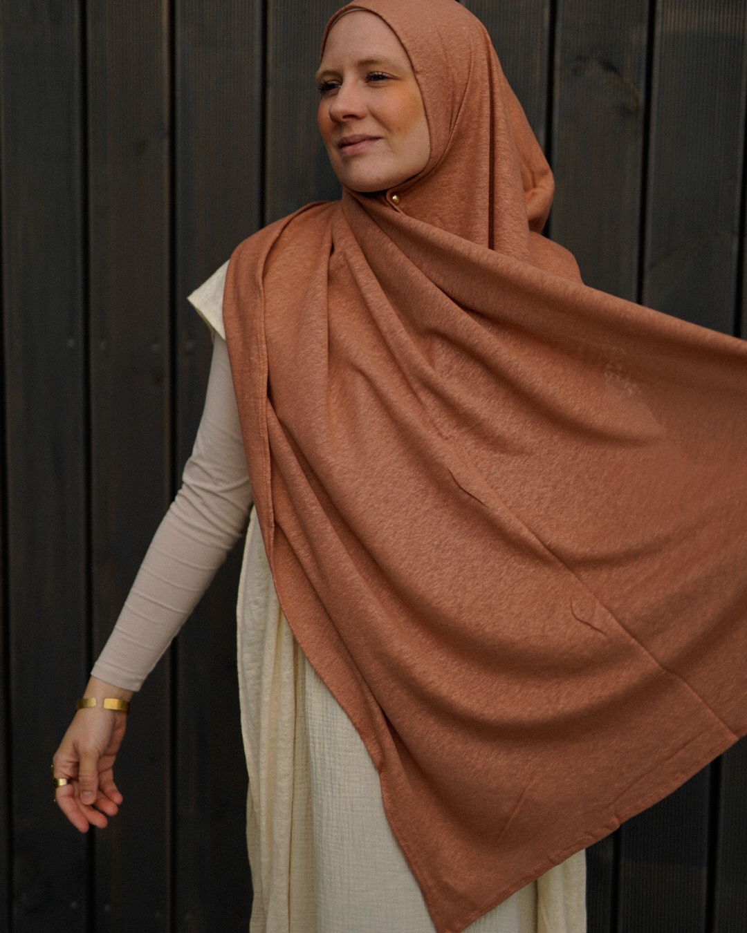 Hijab en jersey "Leena" - 100% lin - Lava Mocha