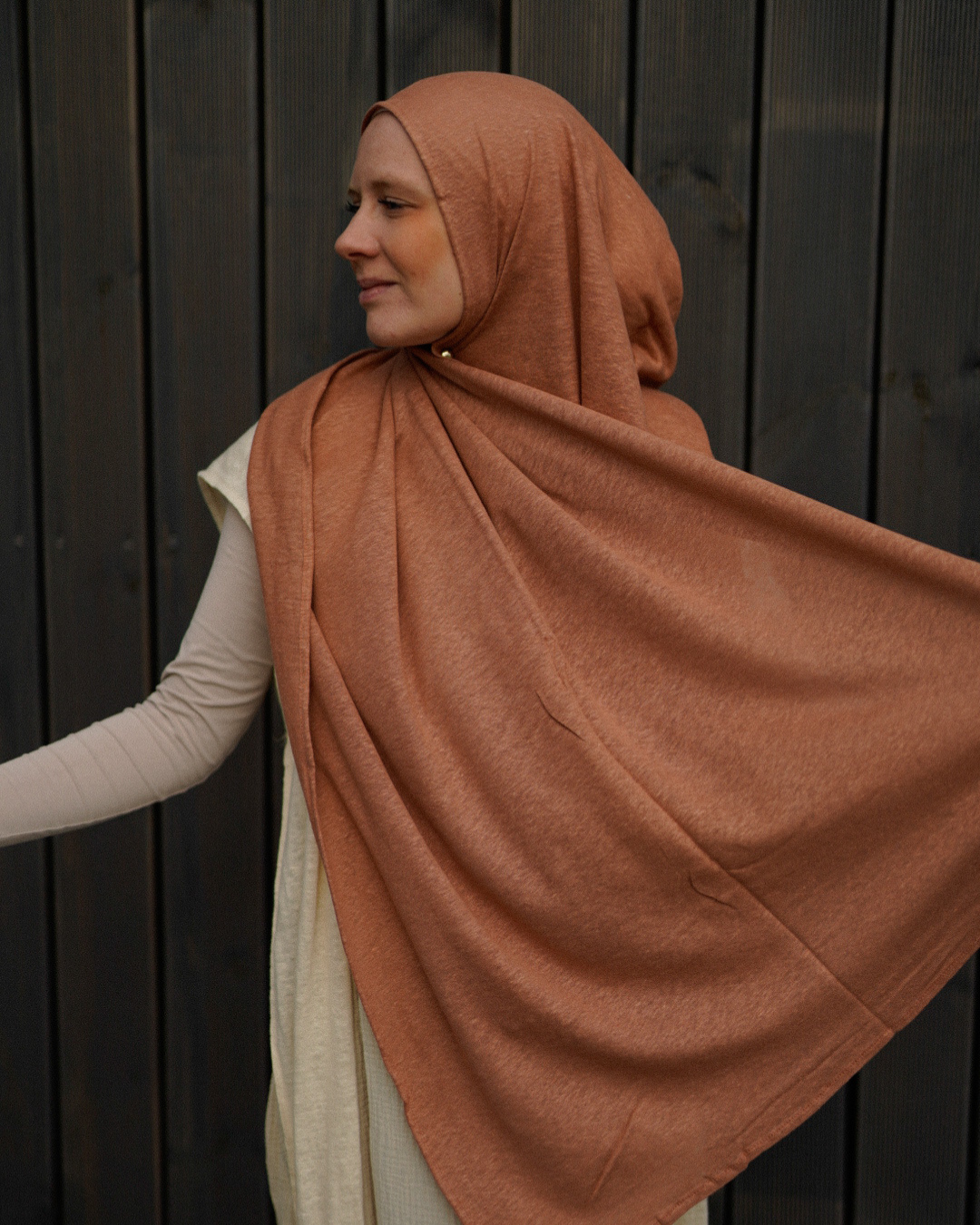 Hijab en jersey "Leena" - 100% lin - Lava Mocha