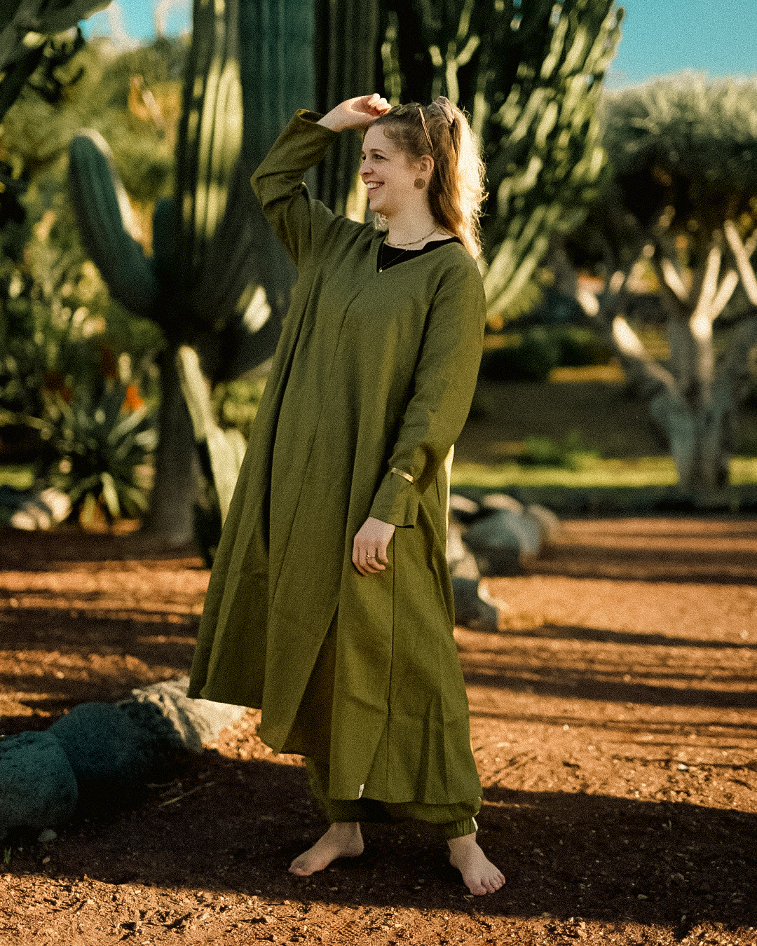 Robe tunique en lin et coton « Amba » (Cactus)