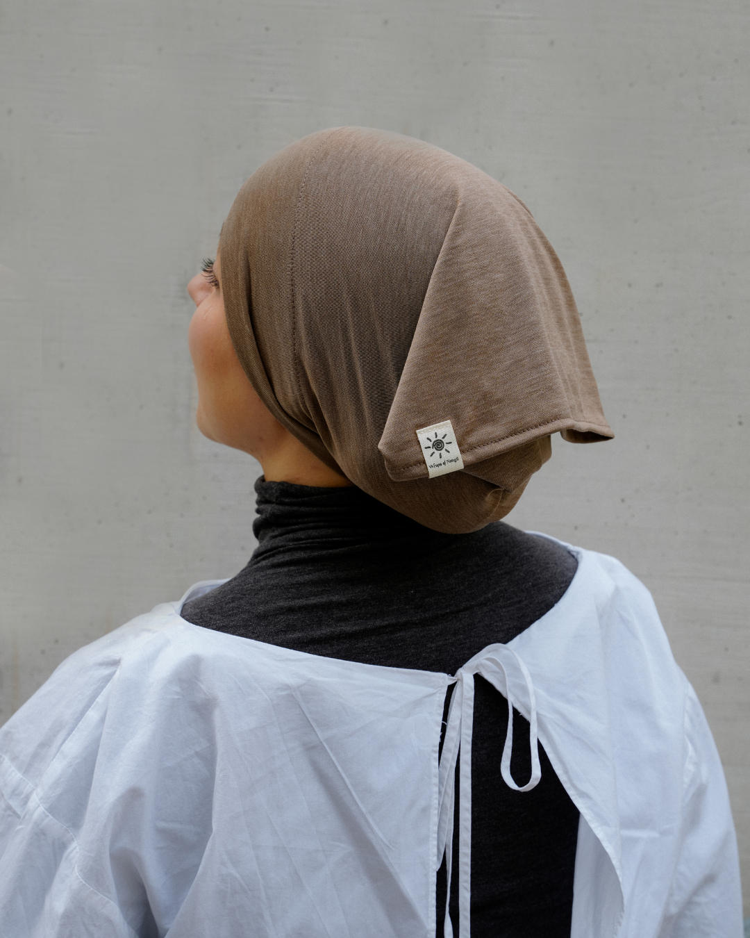 Bonnet tubulaire en soie et coton bio "Mariposa" (noisette)