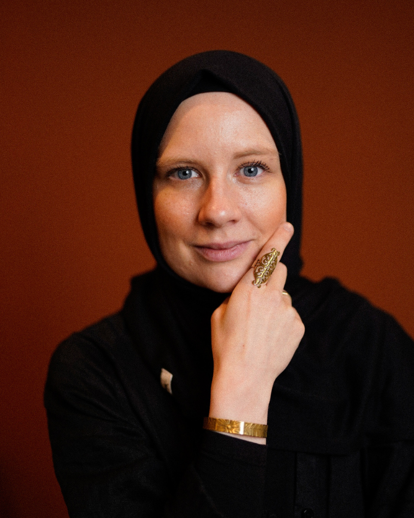 Hijab en jersey premium "Mariposa" en soie et coton bio (Black)