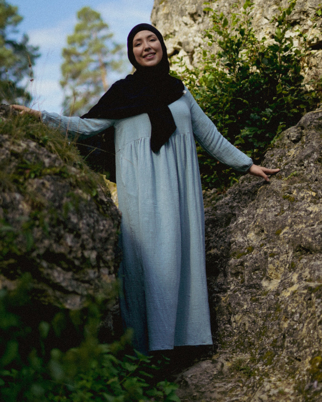 Cotton Abaya "Maya" en coton (Elsa Blue)