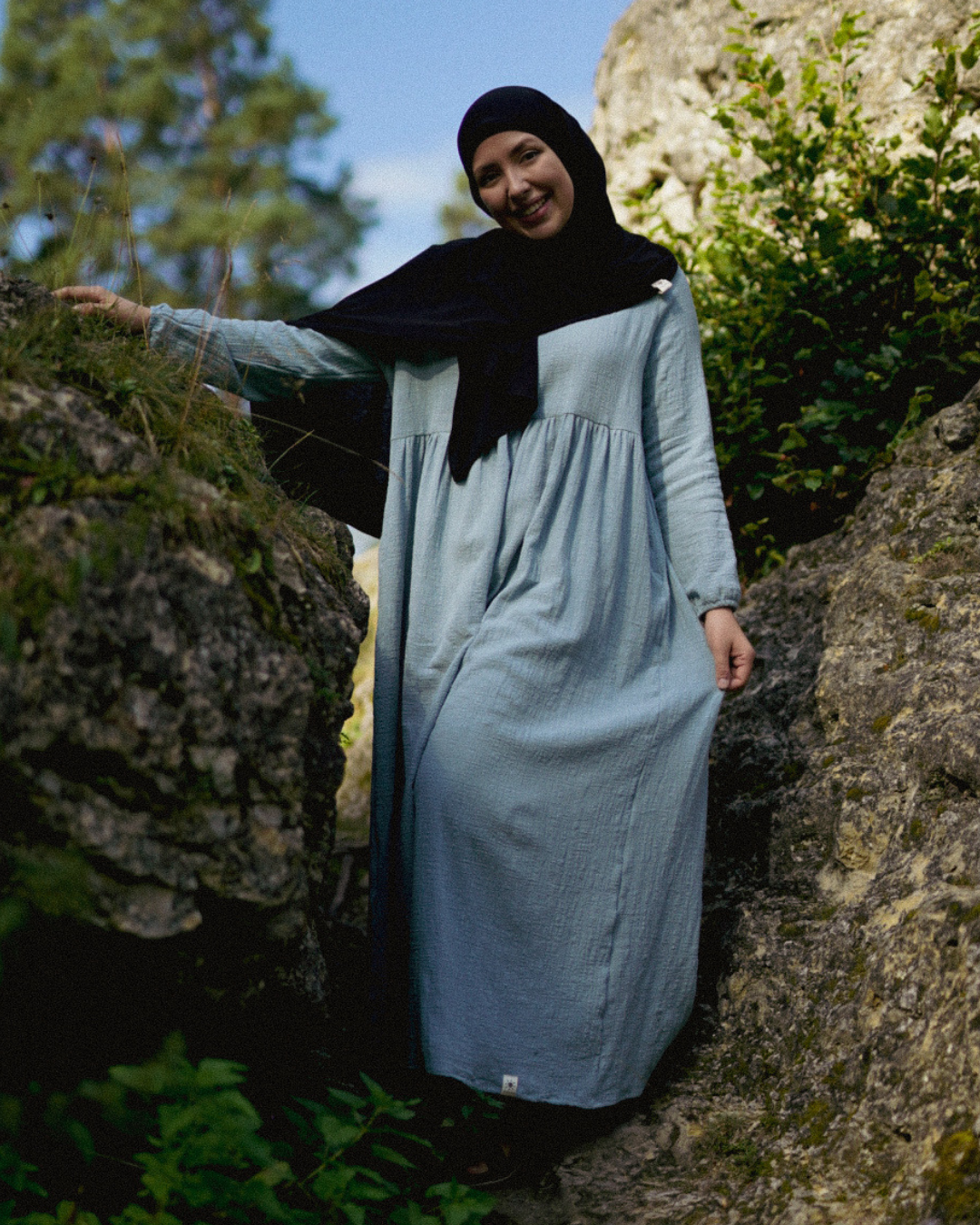 Cotton Abaya "Maya" en coton (Elsa Blue)