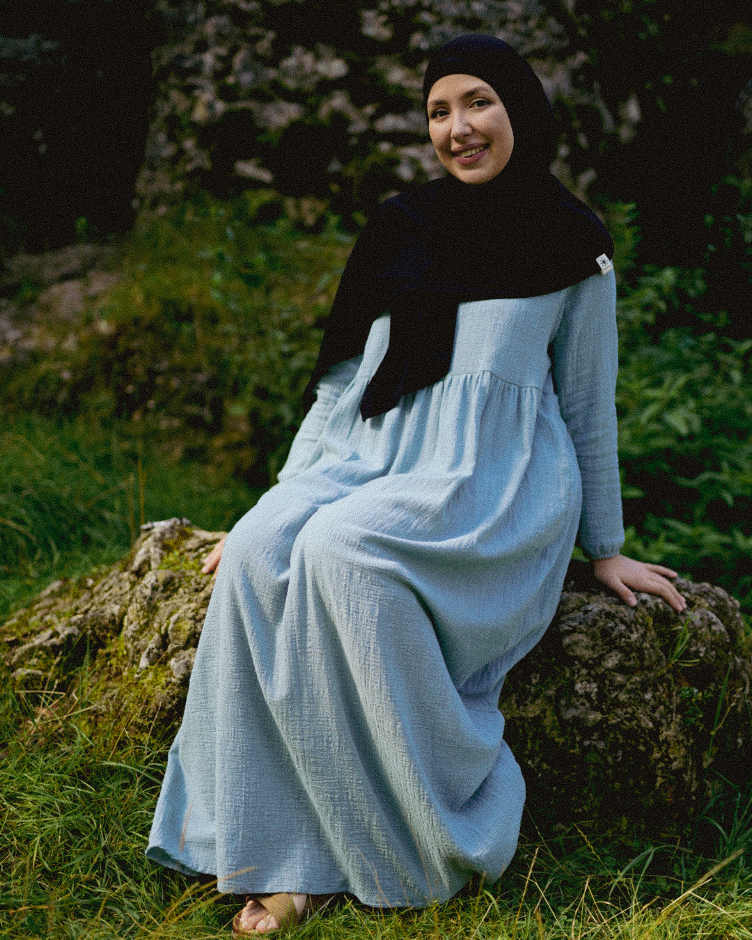 Cotton Abaya "Maya" en coton (Elsa Blue)