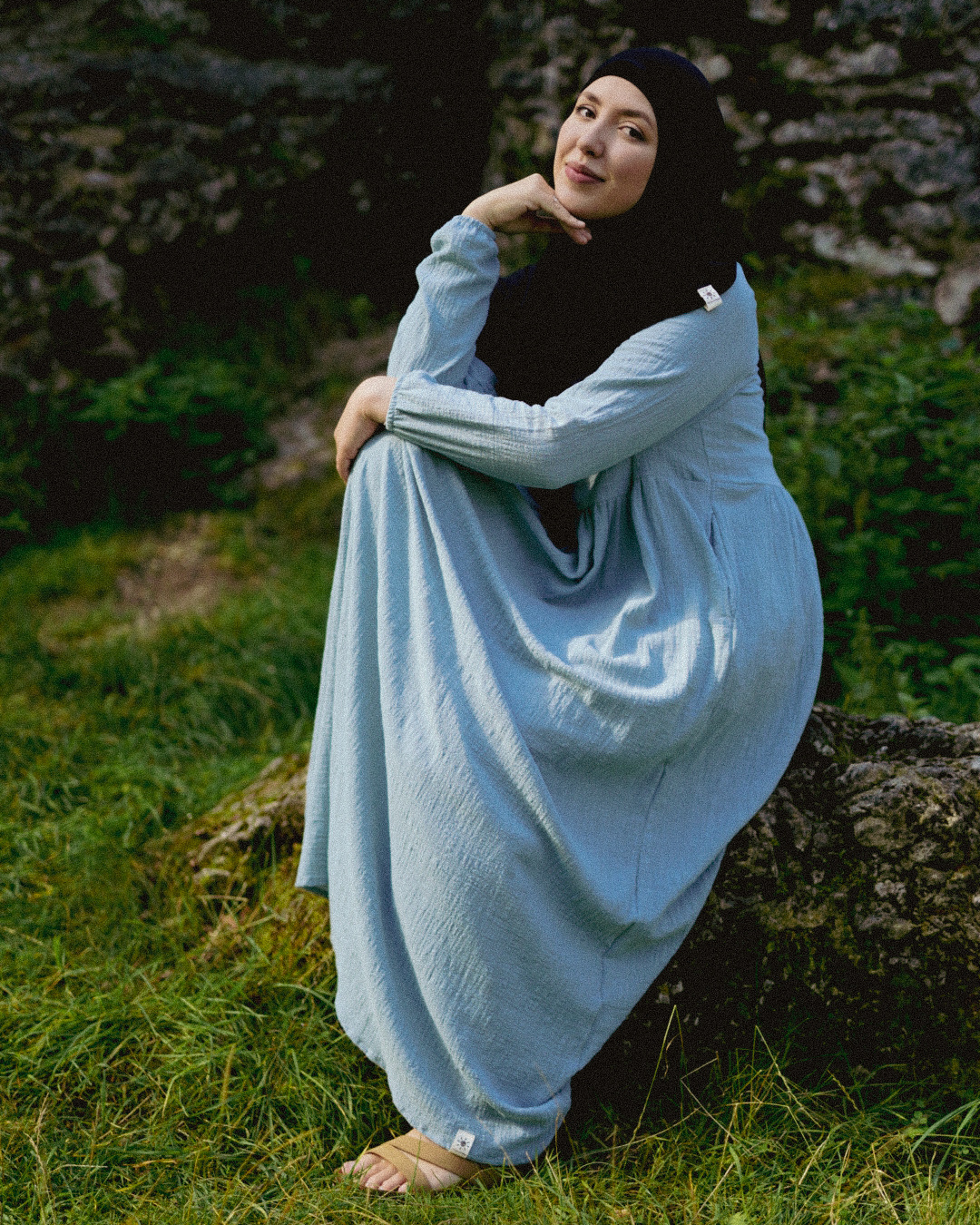 Cotton Abaya "Maya" en coton (Elsa Blue)