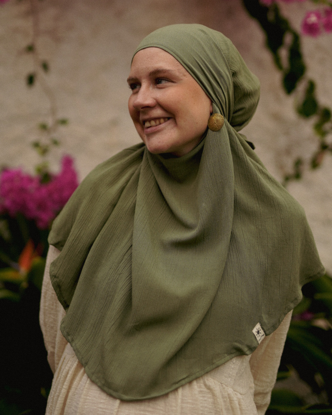 Mini Khimar Sandy en viscose et lin (Forest Green)