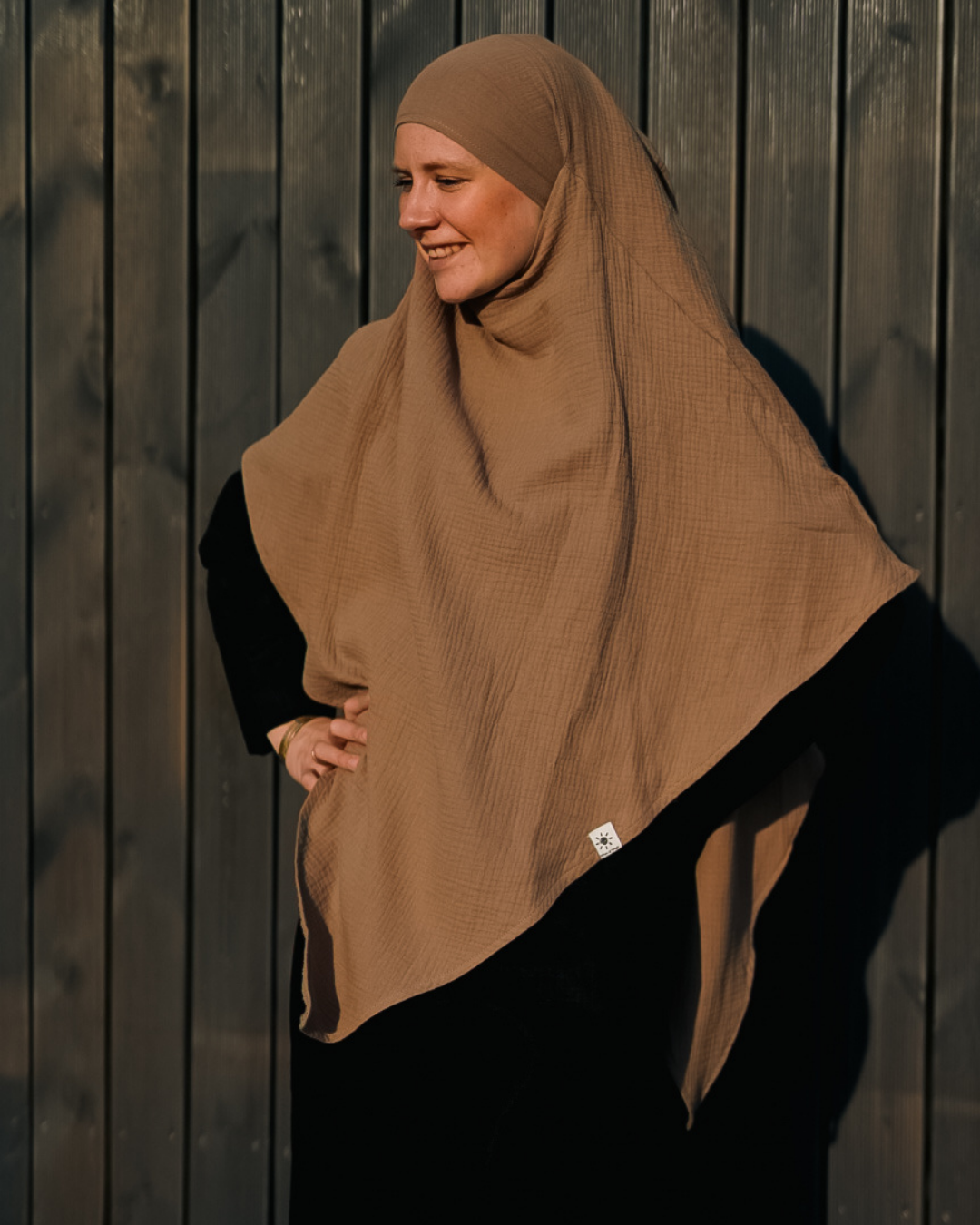 Mousseline Khimar en coton bio Taupe