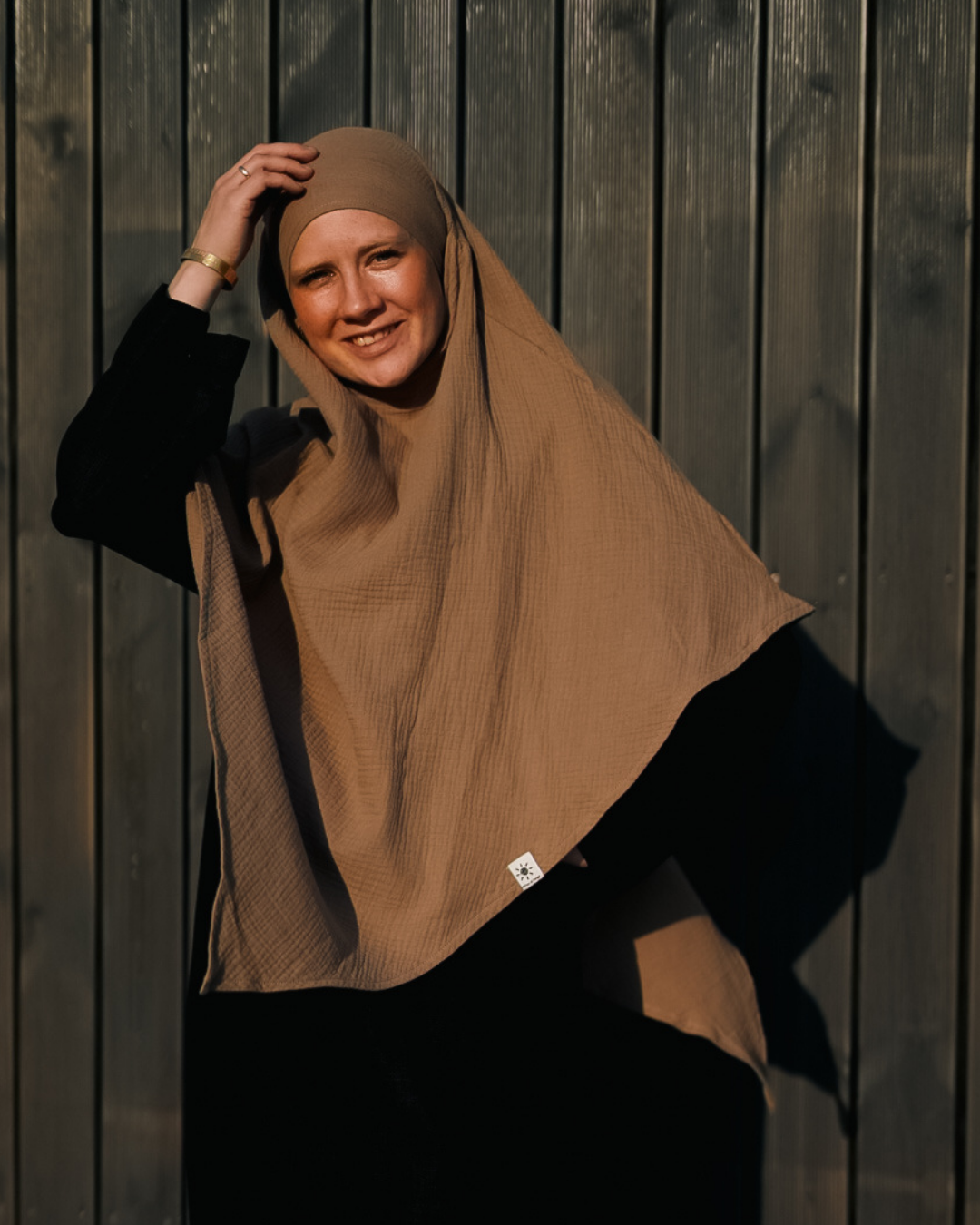 Mousseline Khimar en coton bio Taupe