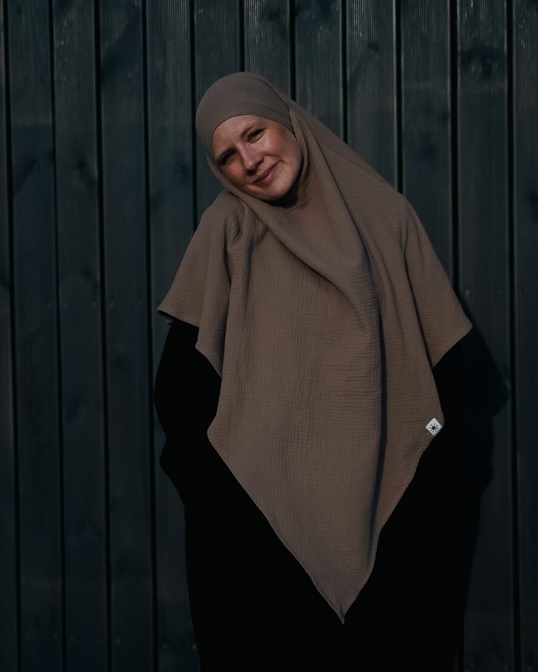 Mousseline Khimar en coton bio Taupe