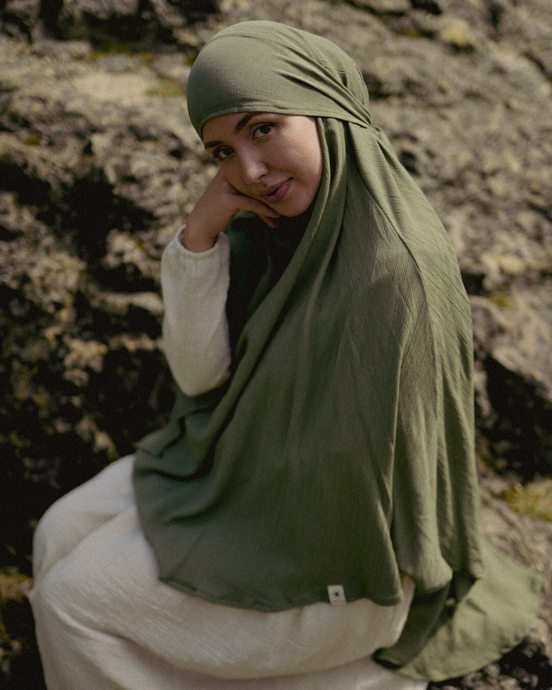 Khimar Sandy en viscose et lin (Forest Green)