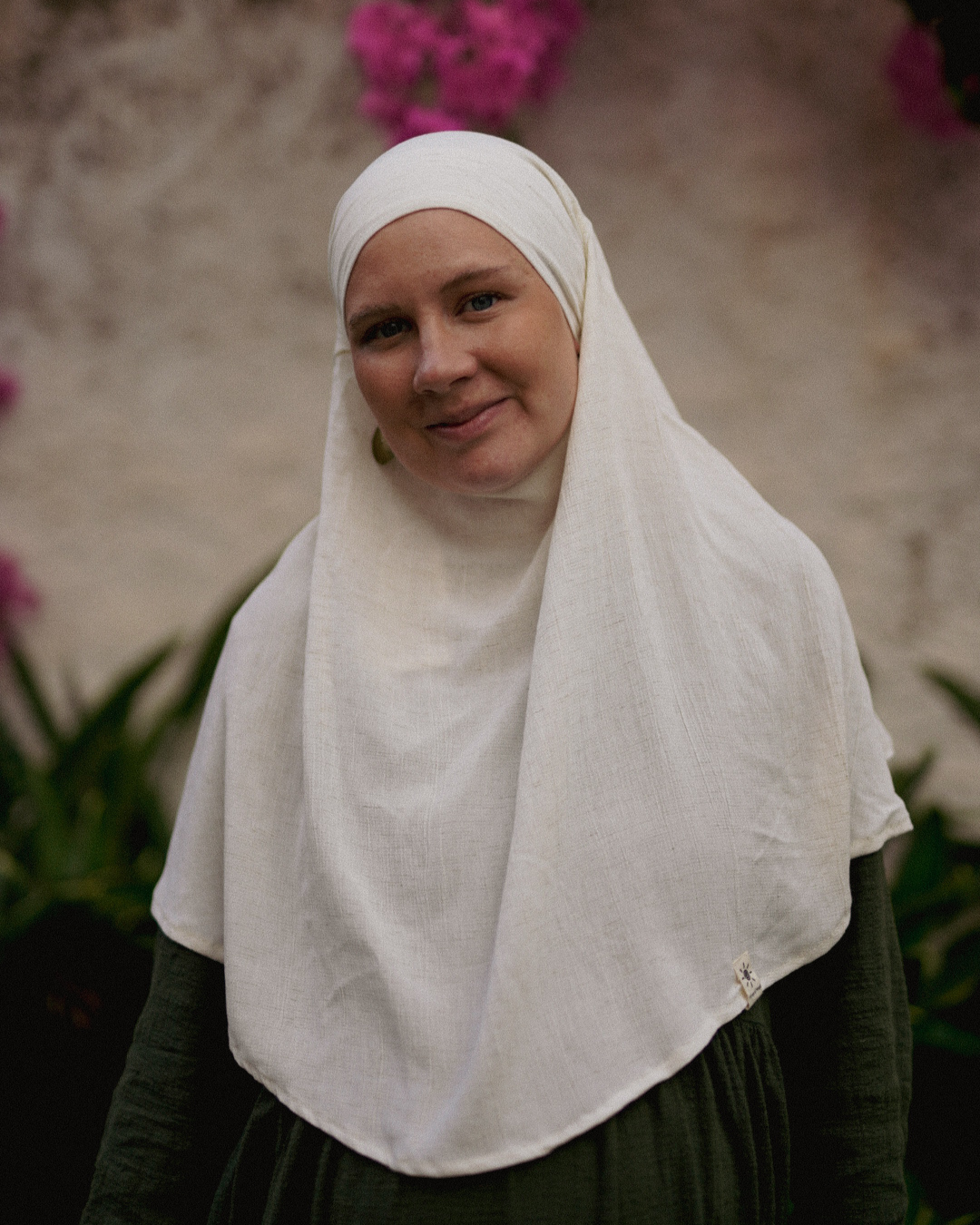 Mini Khimar Sandy en viscose et lin (blanc cassé)