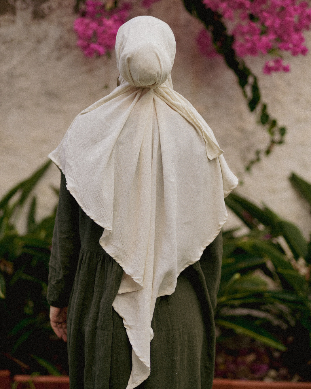 Khimar Sandy en viscose et lin (blanc cassé)