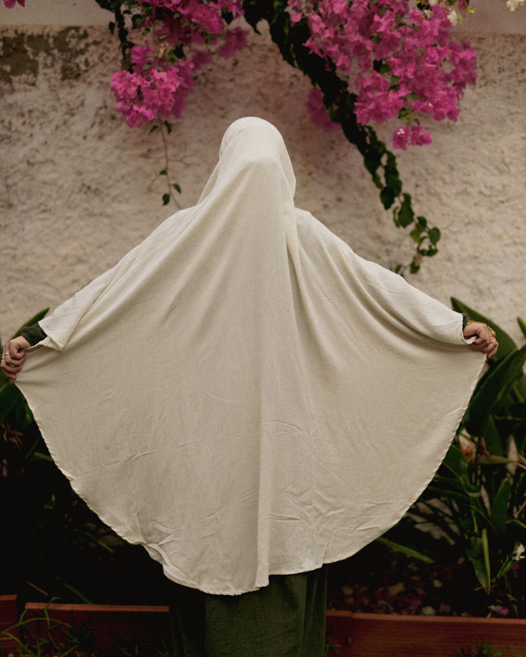 Khimar Sandy en viscose et lin (blanc cassé)