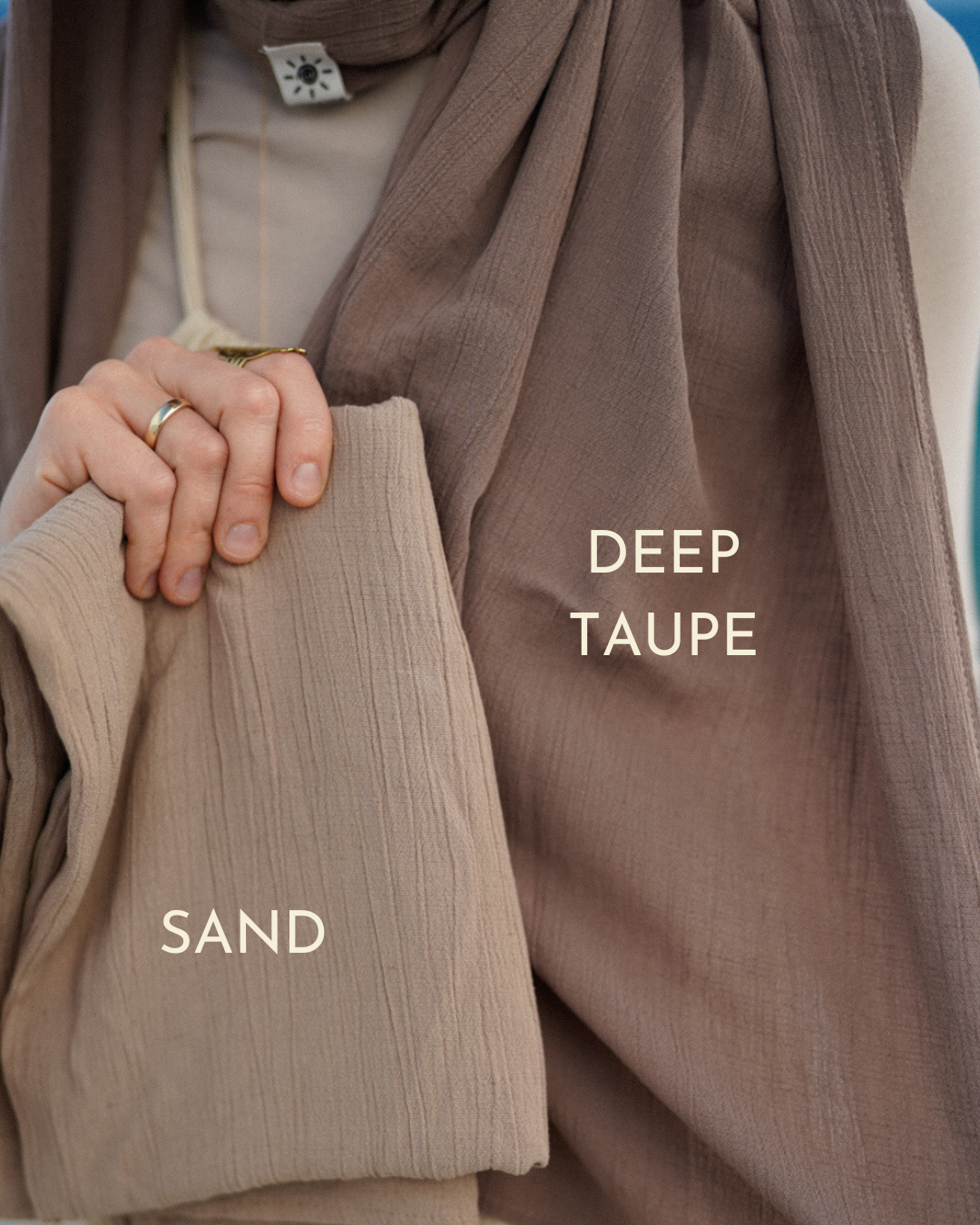 Crinkle Chiffon Hijab "Sandy" de viscose et de lin (Deep Taupe)