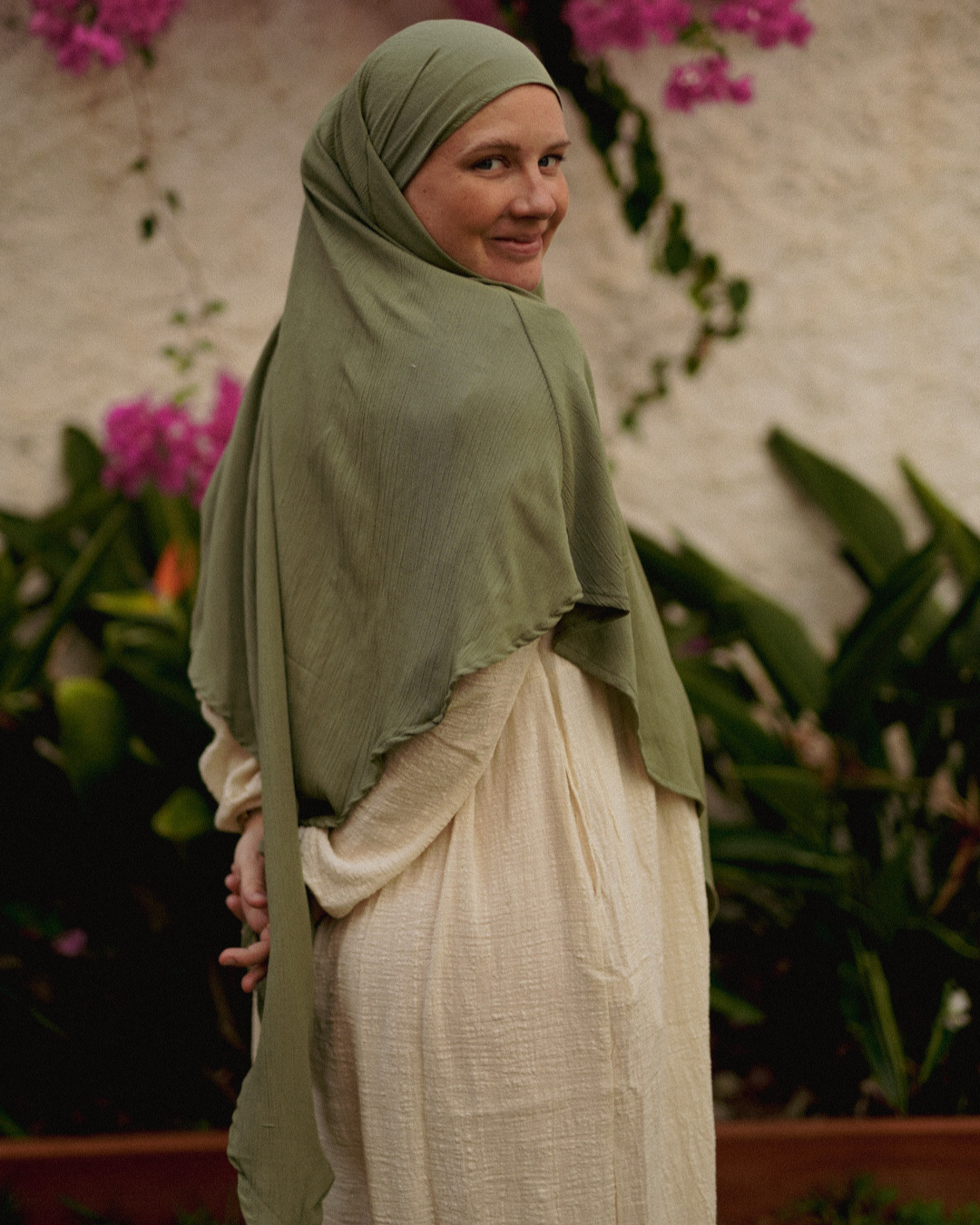 Khimar Sandy en viscose et lin (Forest Green)