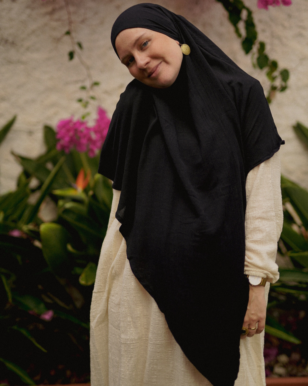 Khimar Sandy en viscose et lin (Black)