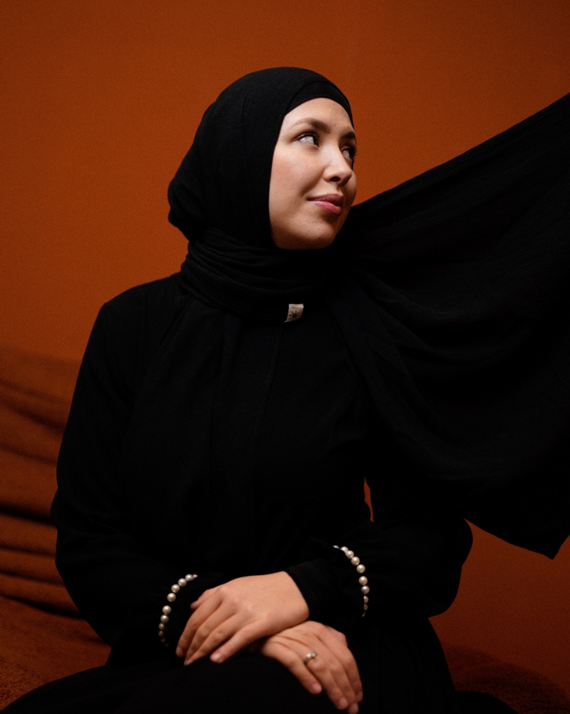 Crinkle Chiffon Hijab "Sandy" de viscose et de lin (Black)